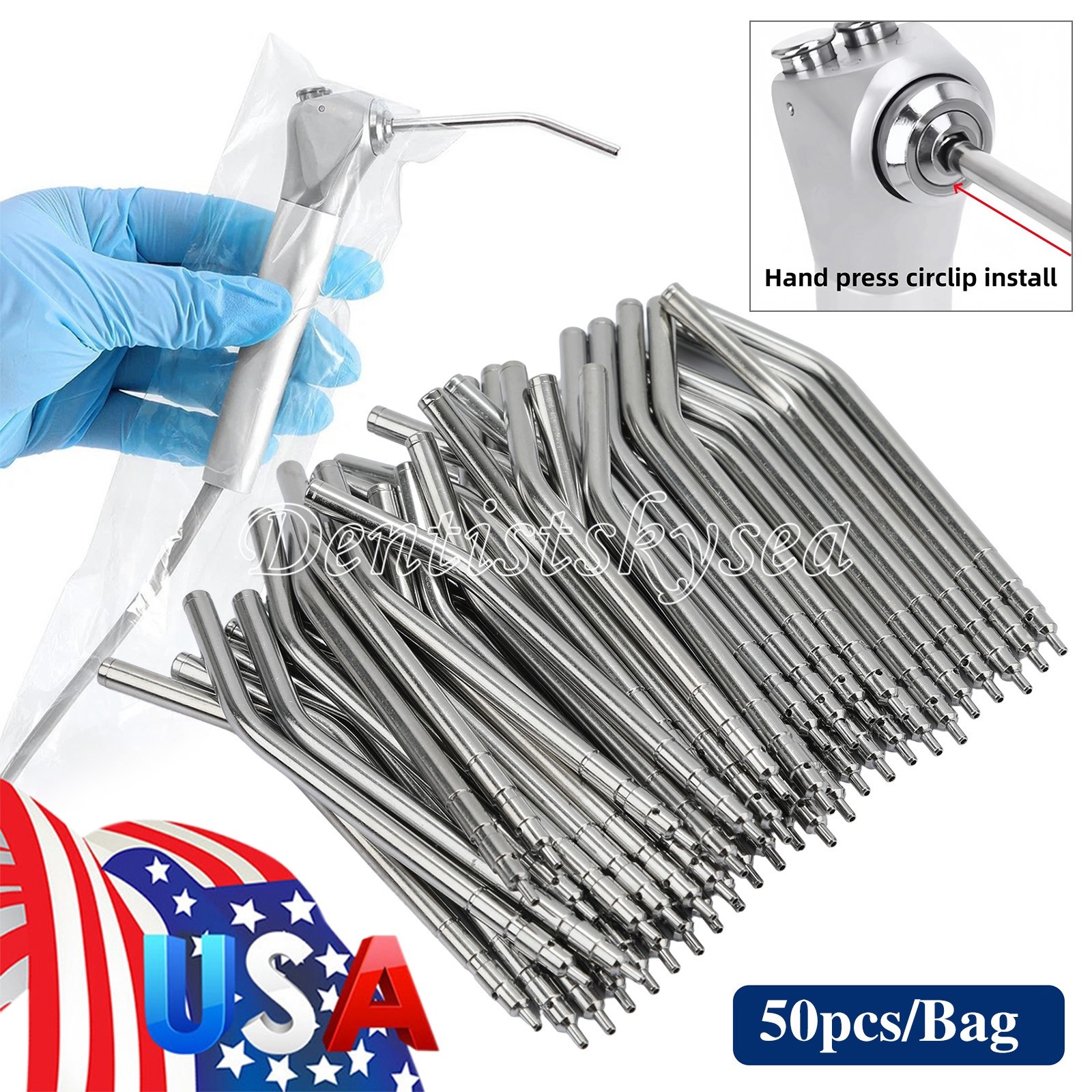 Dental 3 Way Air Water Syringe 2 Nozzles Triple Way Spray Handpiece USA