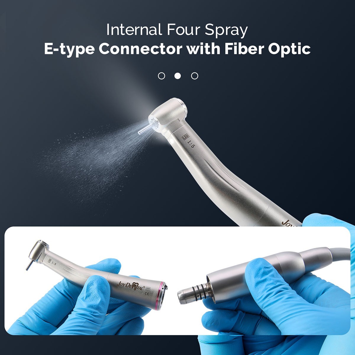 Dental Electric LED Standard 1:5 Fiber Optic Contra Angle Handpiece High Speed