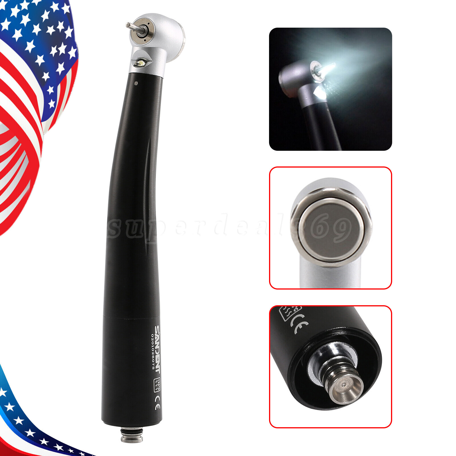 1-10pcs SANDENT Dental LED E-generator Triple Handpiece fit NSK 4 Hole Coupler