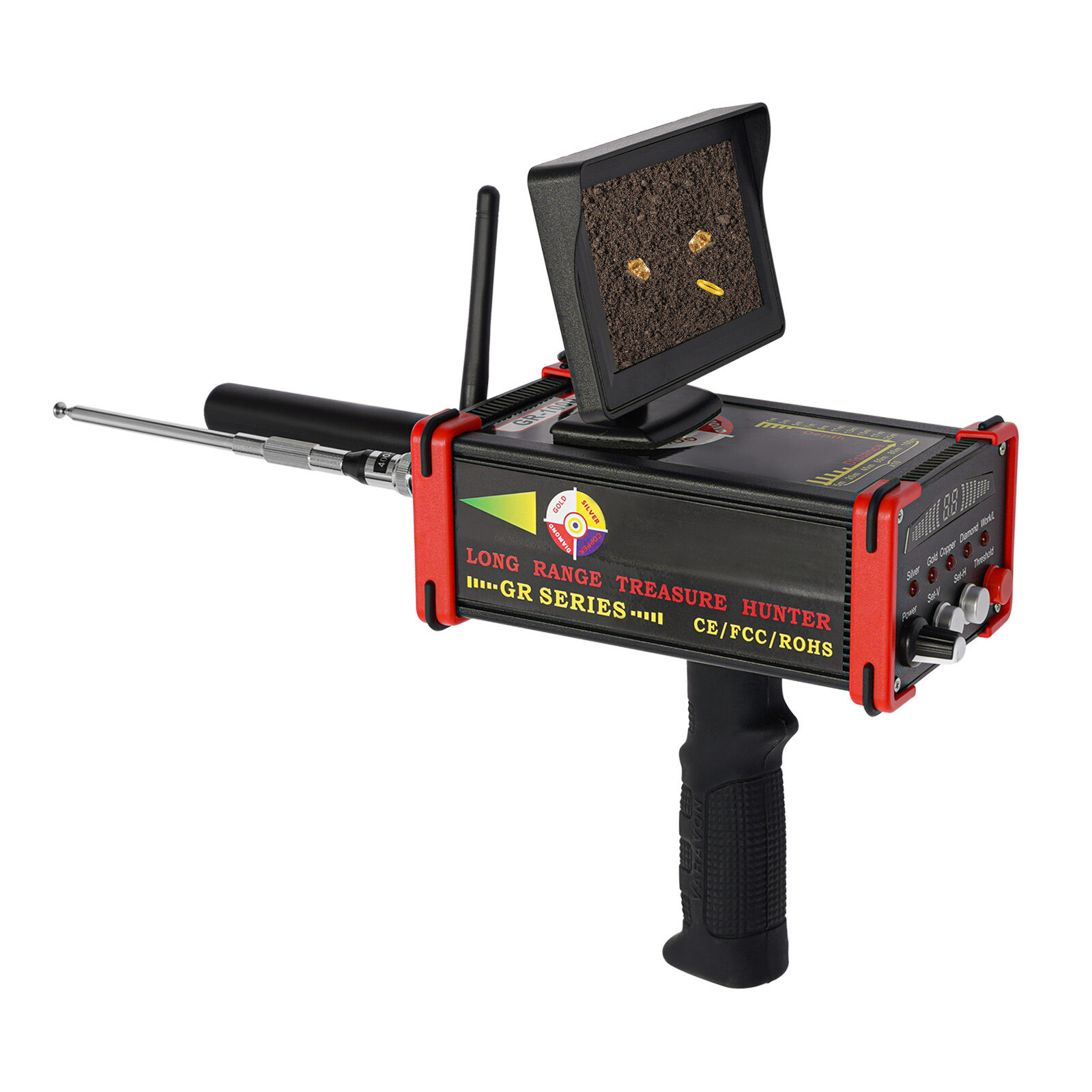 Long Range Metal Detector HandHeld Gold Detector 1000M w/ LED Screen & Chargers