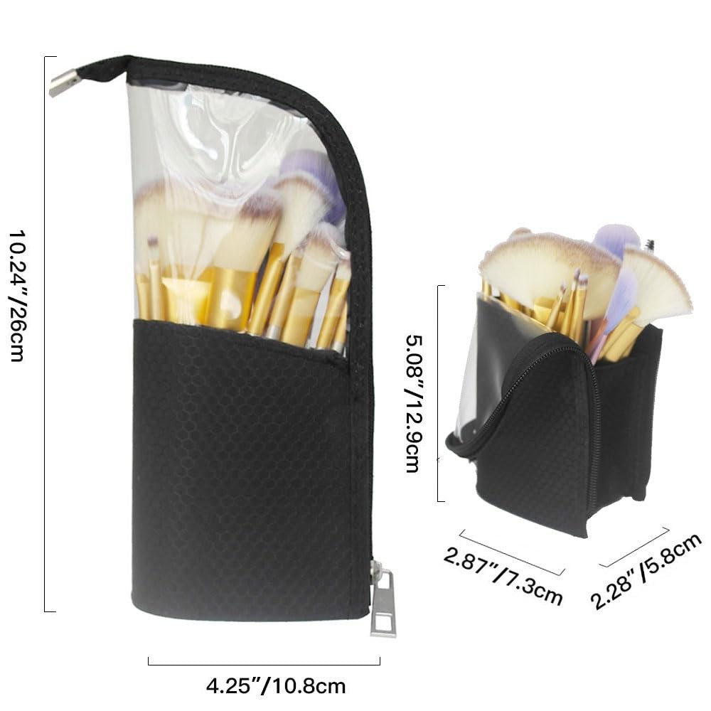 Travel Makeup Brush Holder Organizer Zipper Cosmetic Bag Portable Toiletry Pouch