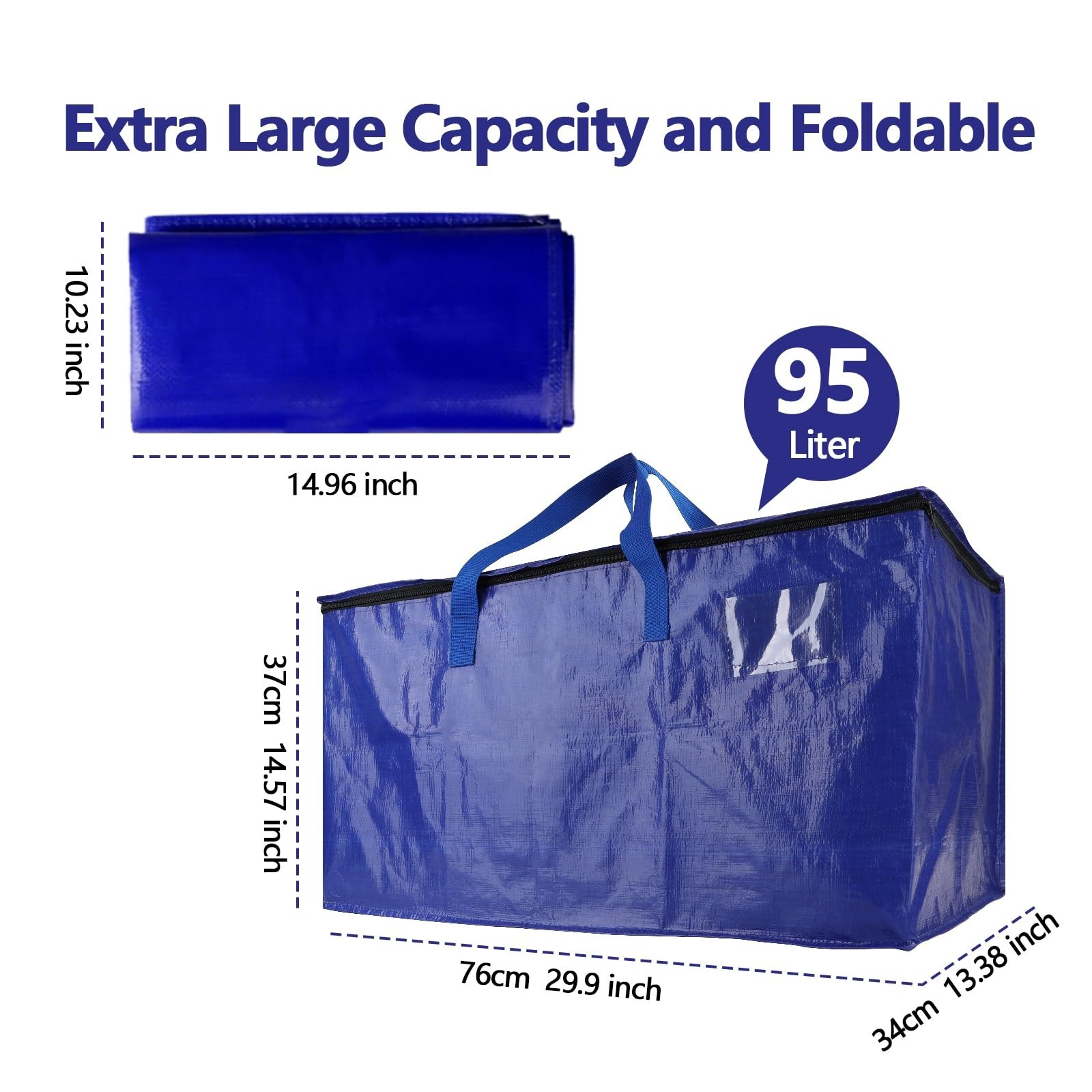 8 Pack Real 100lb Capacity Heavy Duty Moving Bags with Strong Zippers and Rei…