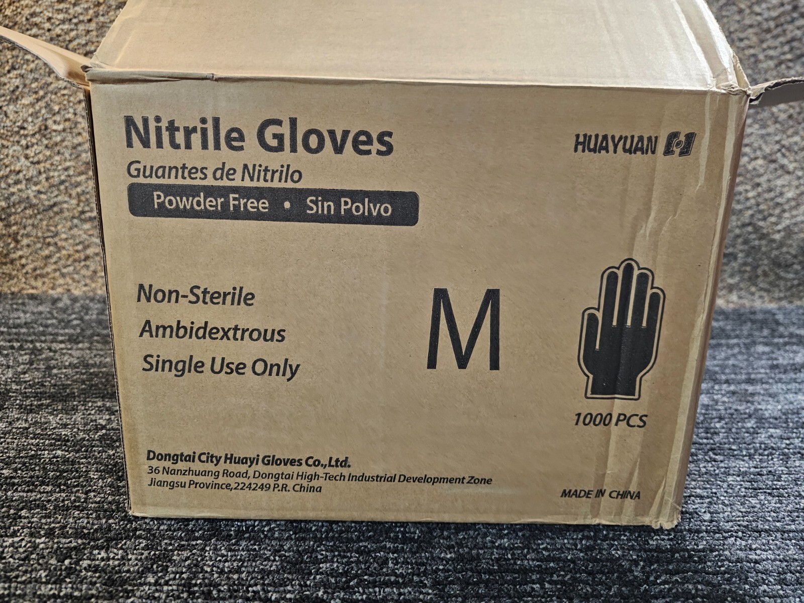 (1000-PIECES) Huayuan Blue Disposable Nitrile Exam Gloves Powder-Free Medium
