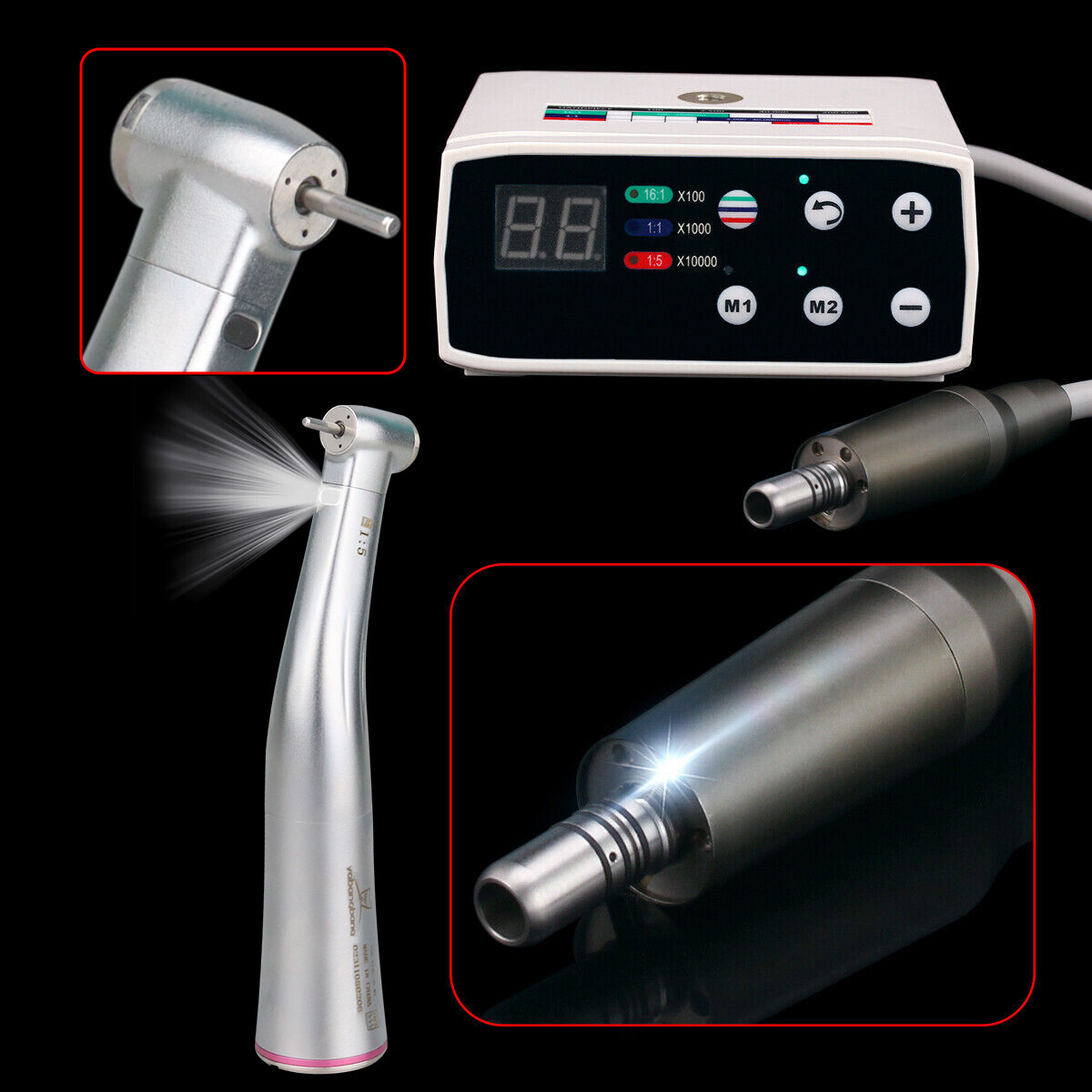 NSK NL400 Type Dental Electric Motor + 1:5 Handpiece Fiber Optic Contra Angle