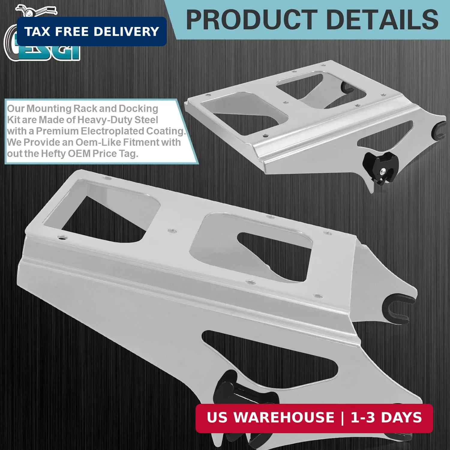 Detachable Two Up Tour Trunk Mounting 09-13 2-Up Tour Trunk Mounting Rack Compat