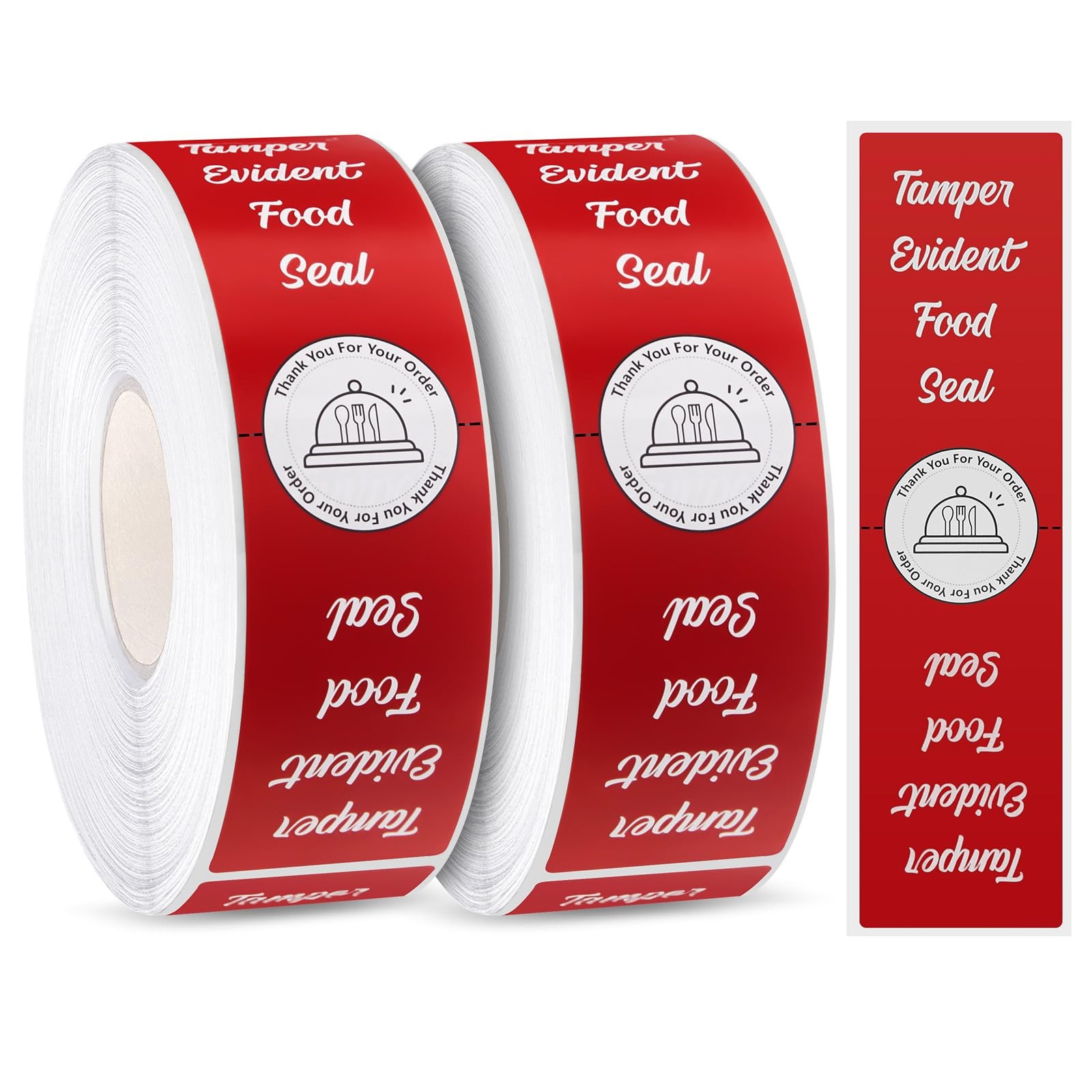1000 Pieces Tamper Evident Stickers for Food Delivery 1.5 x 6 Inches Red Tamp…
