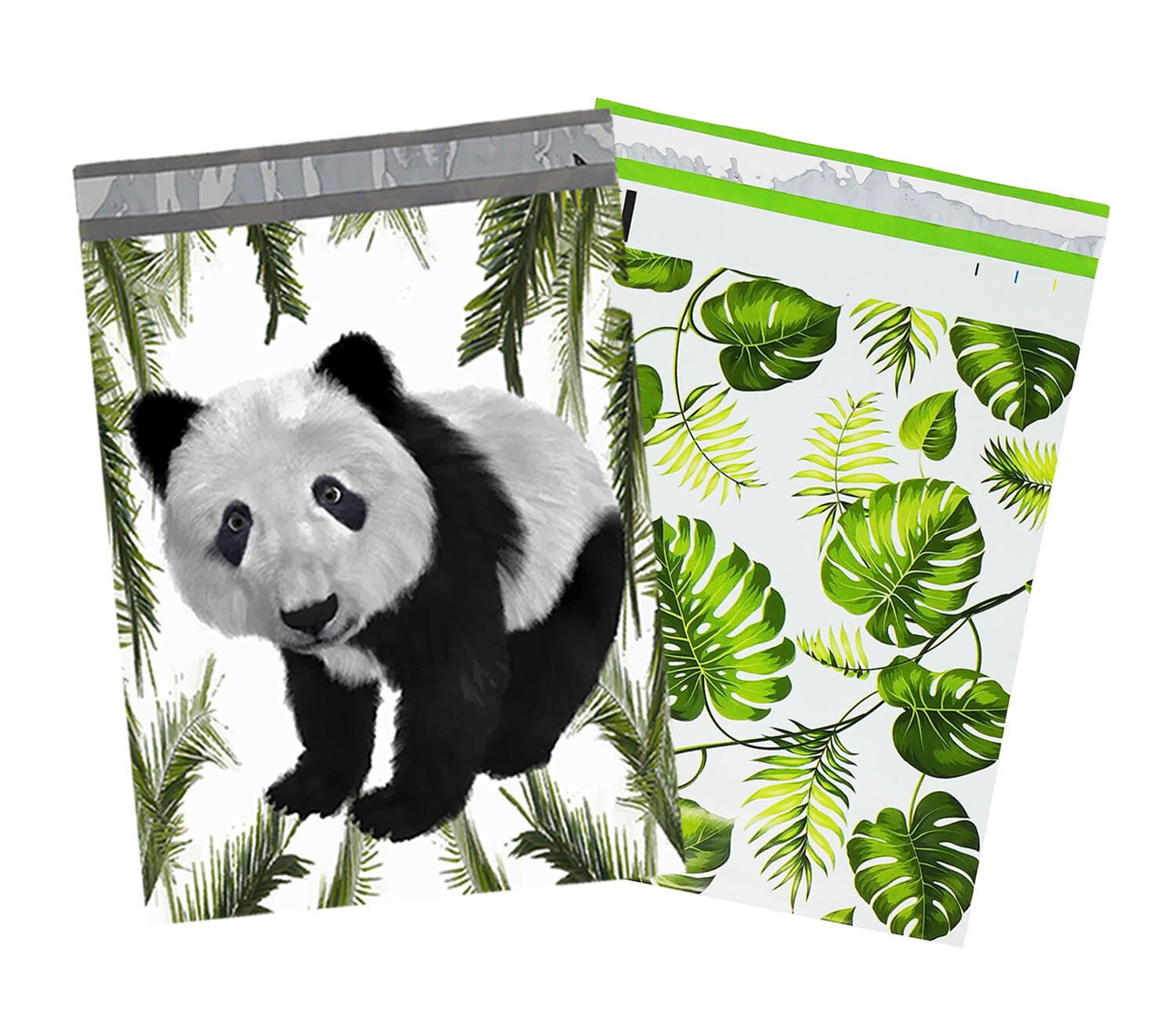 10×13 Tropical Palm Leaves & Panda Bear Poly Mailers, USPS Shipping Mailing Bags