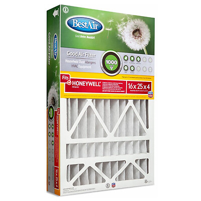 BestAir HW1625-8R 16×25 x 4 In. Honeywell Pleated Air Filter, MERV 8,