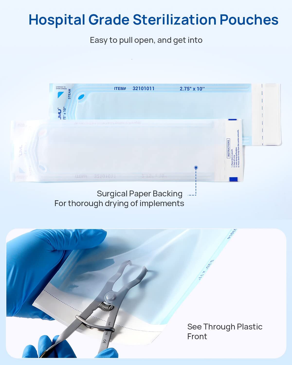 JMU Dental Medical Self Seal Pouch Bag Sterilization Pouches 5.25*11″ 2000 Count