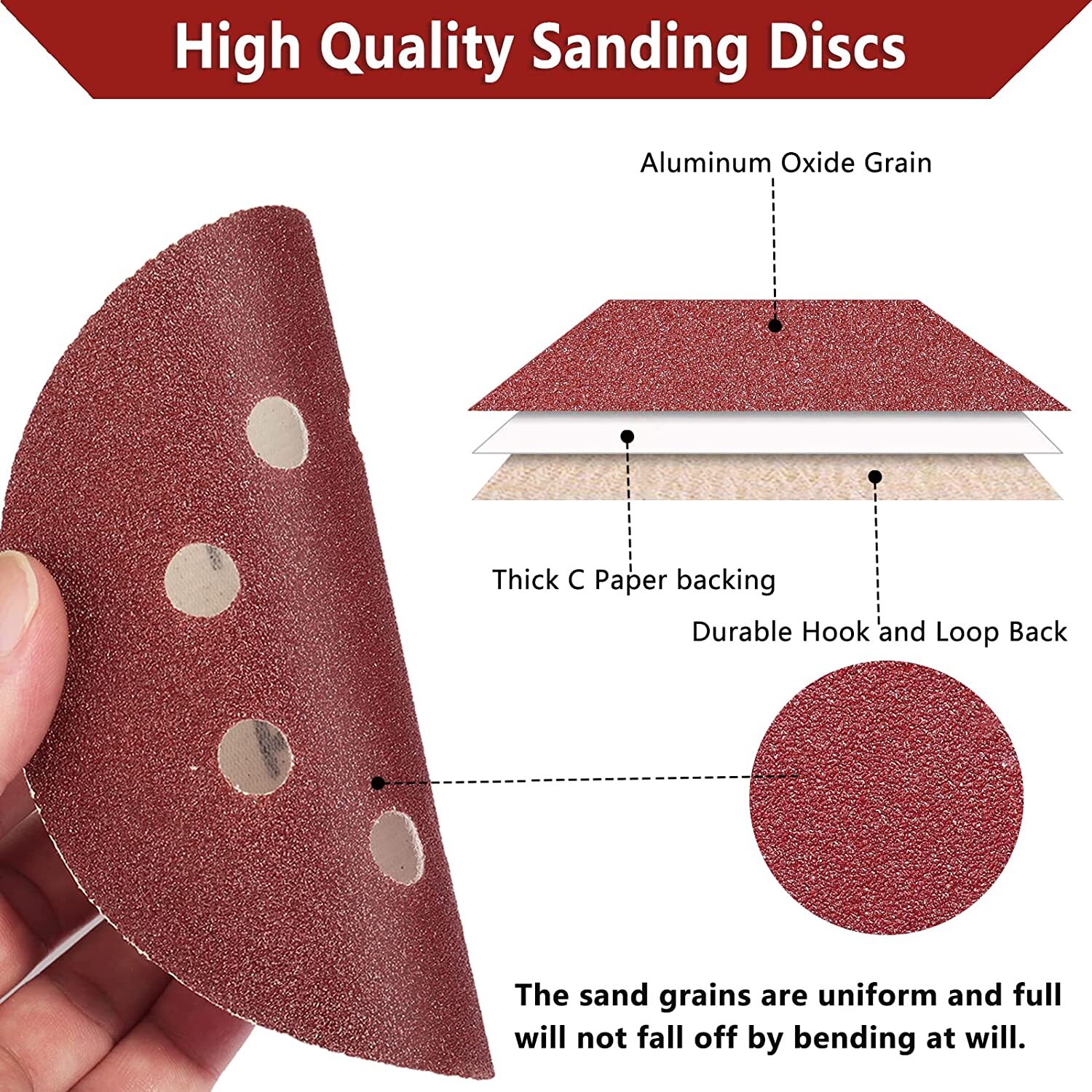 100PCS 5 Inch Sanding Disc 40 60 80 120 180 220 320 Grit Hook Loop Sandpaper Pad
