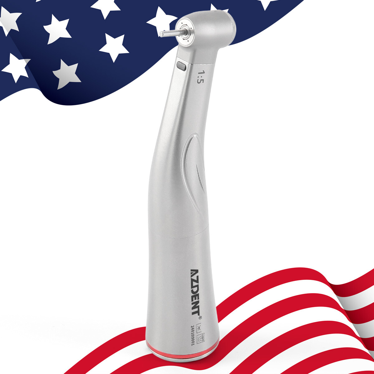 Dental LED 1:5 Increasing Fiber Optic Contra Angle Handpiece 4 Way Spray Push