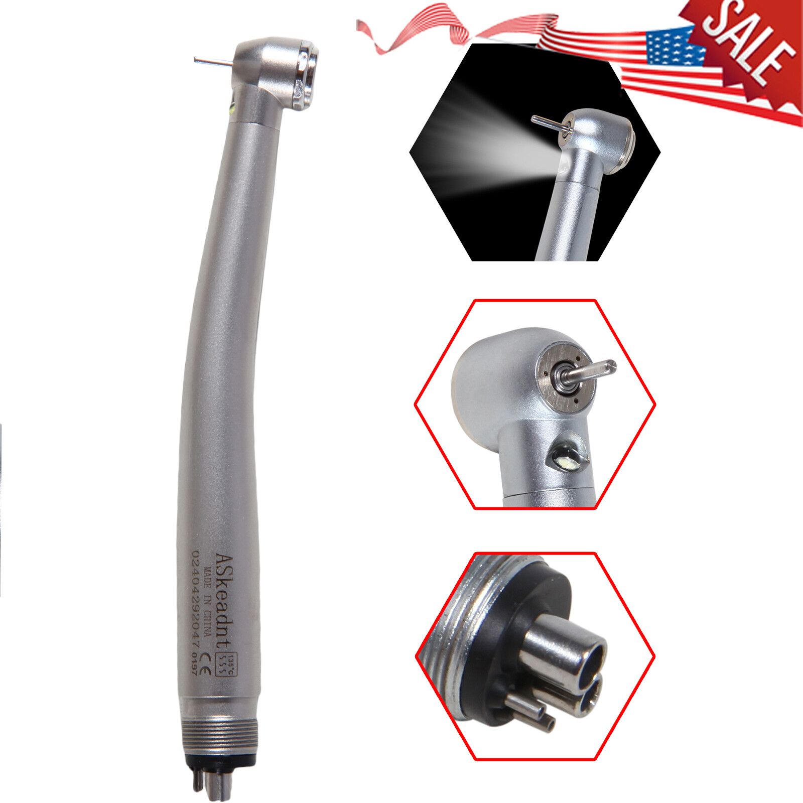 10 Dental PANA Max High Speed LED Handpieces NSK Type Internal Triple Spray Push