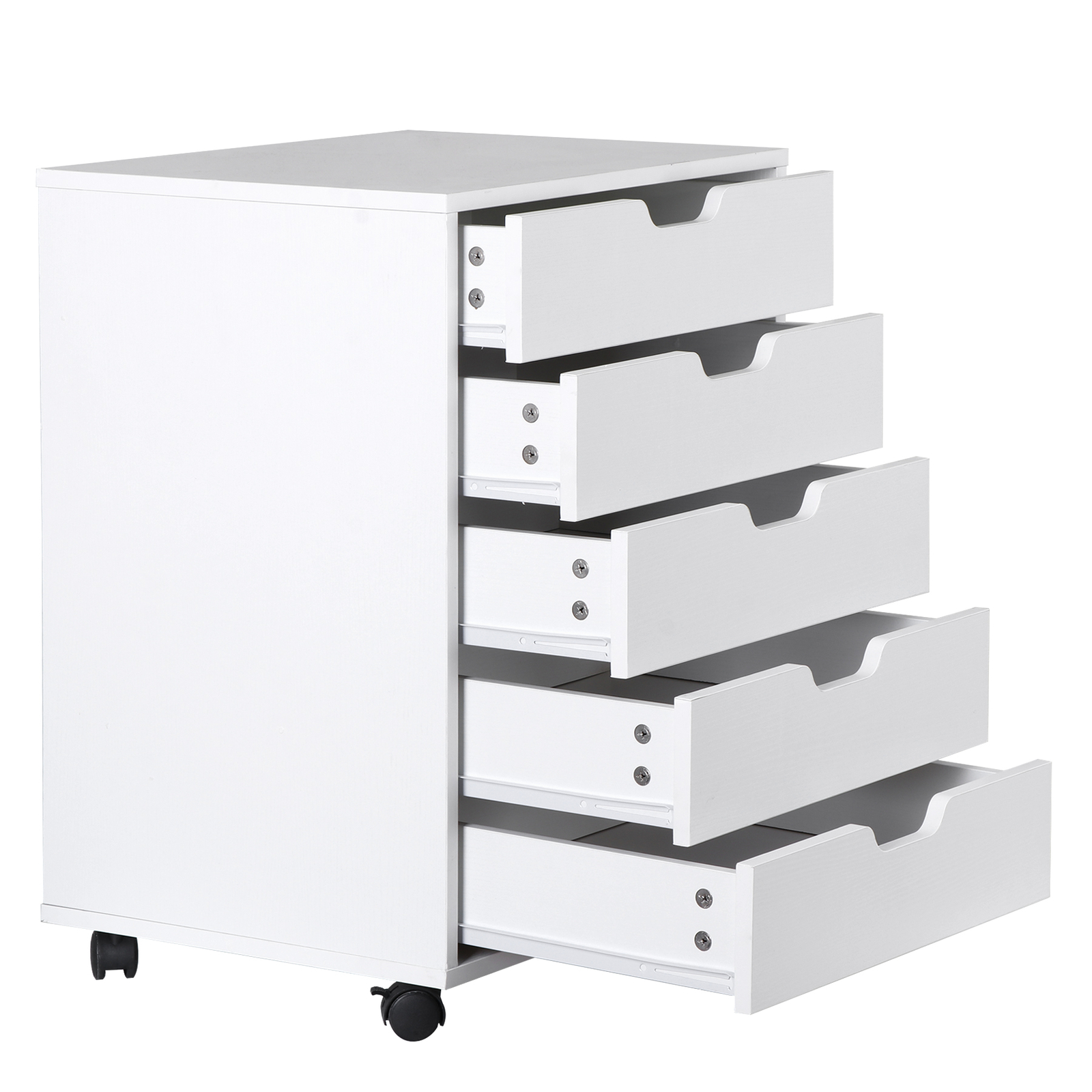 5 Drawer Dresser Rolling Clothing Storage Chest Beside Wall Mobile Store Clothes