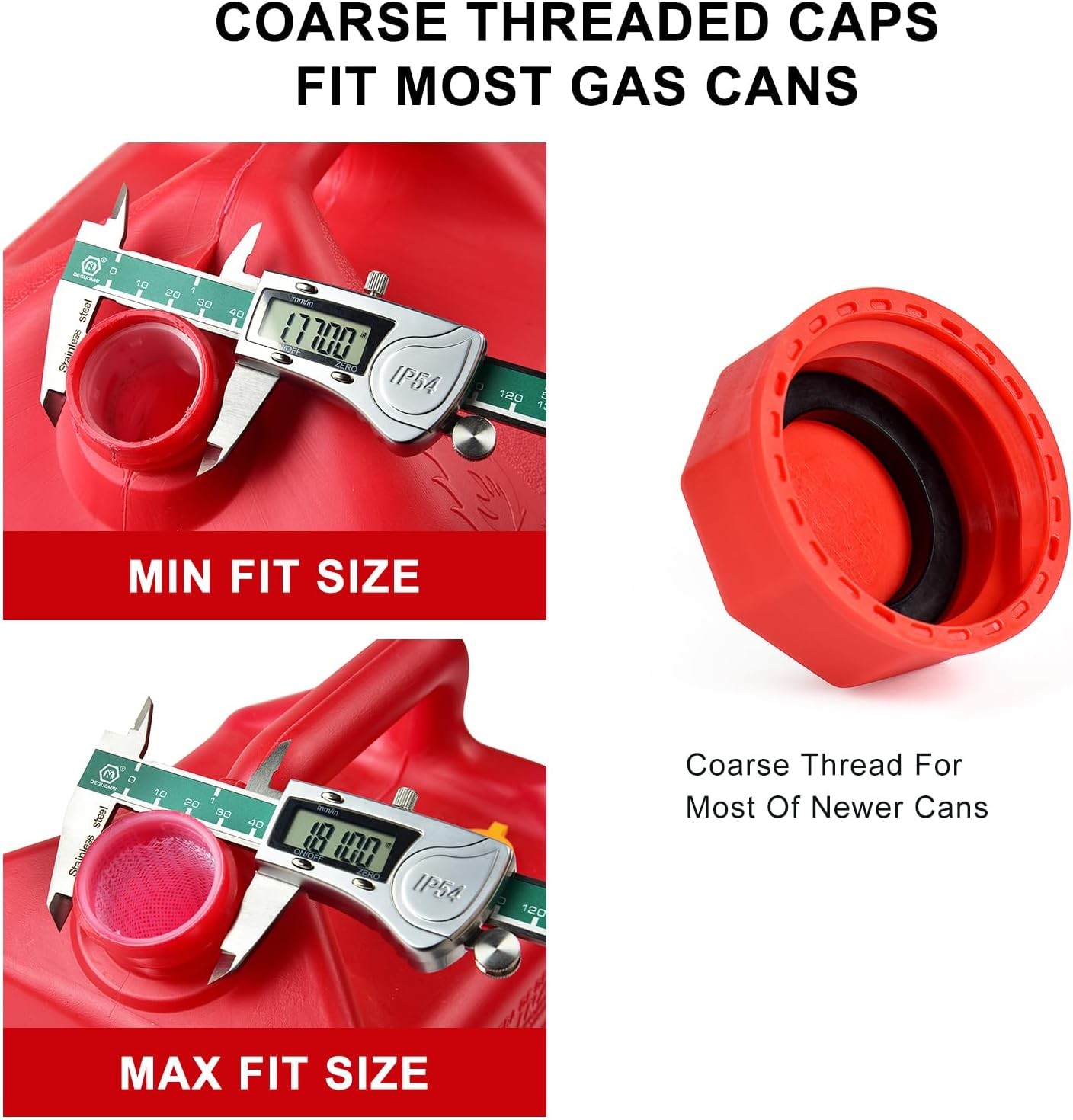 Gas Can Cap Replacement (2 Kit-Red), High Compatibility Size: 2 kitsColor: Red