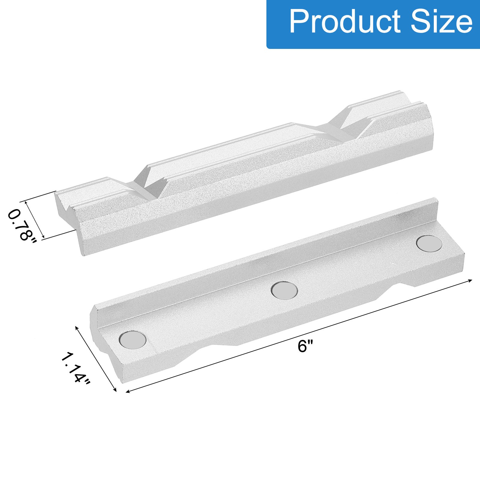 Aluminum Vise Jaws 6″ Magnetic V-type Soft Rubber Pads Covers Silver