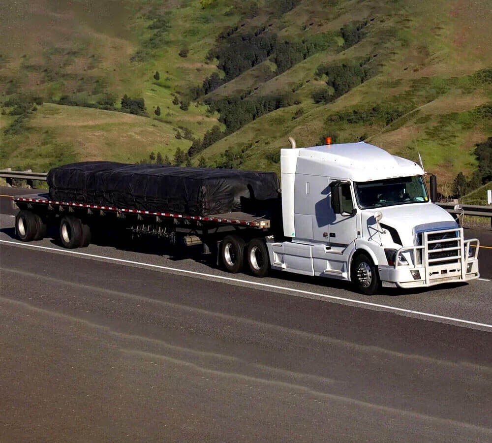 16’x27′ Flatbed Trailer Tarp – 14Oz Vinyl Lightweight Black Steel Tarp (4′ Drop)