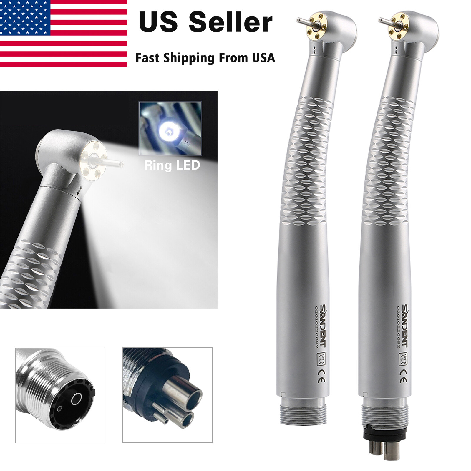 OLED+5 Light (45°) LED E-Generator Dental High Speed Handpiece Turbine 2/4Holes