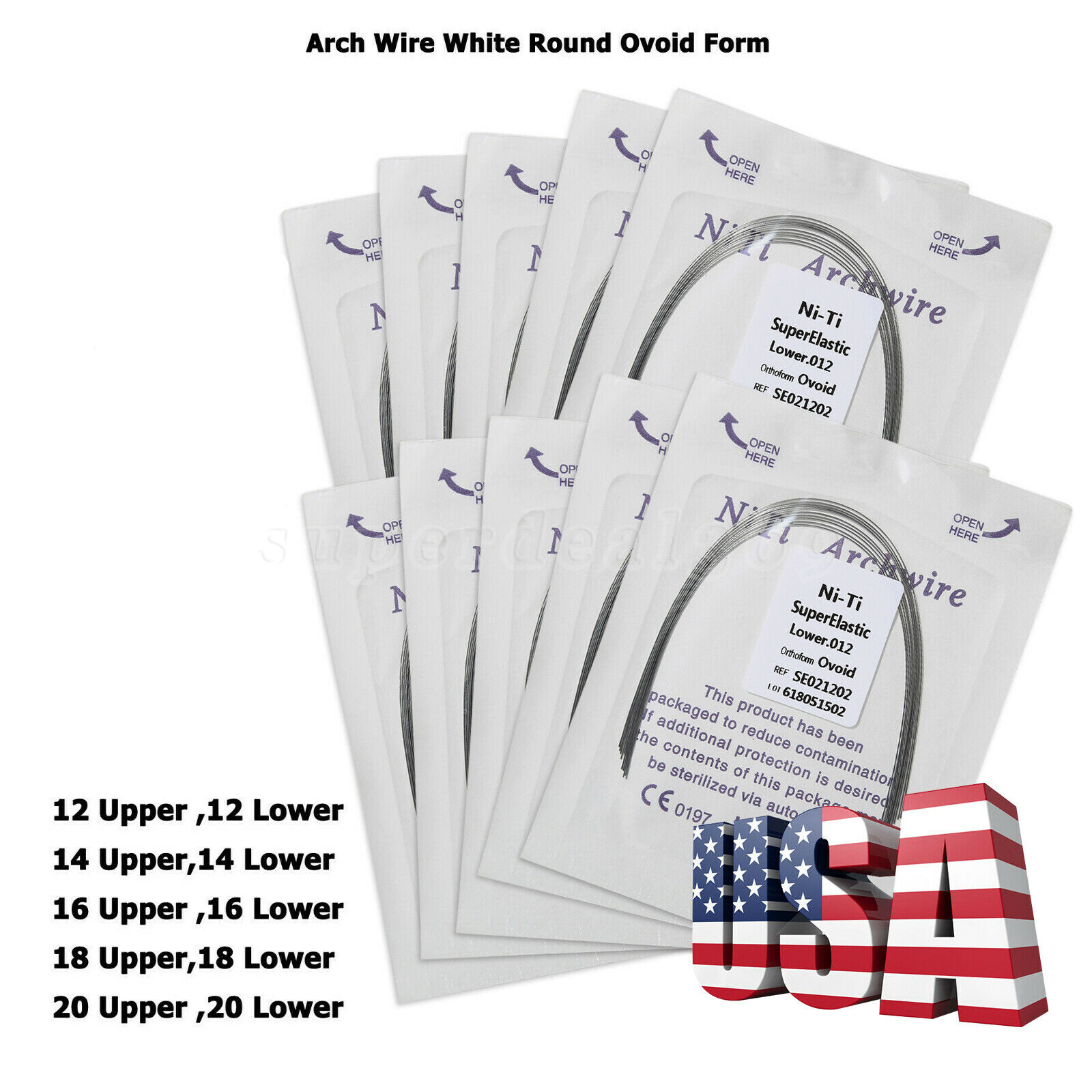 Dental Orthodontic Super Elastic Niti Round Arch Wires Ovoid Form 012-020 po