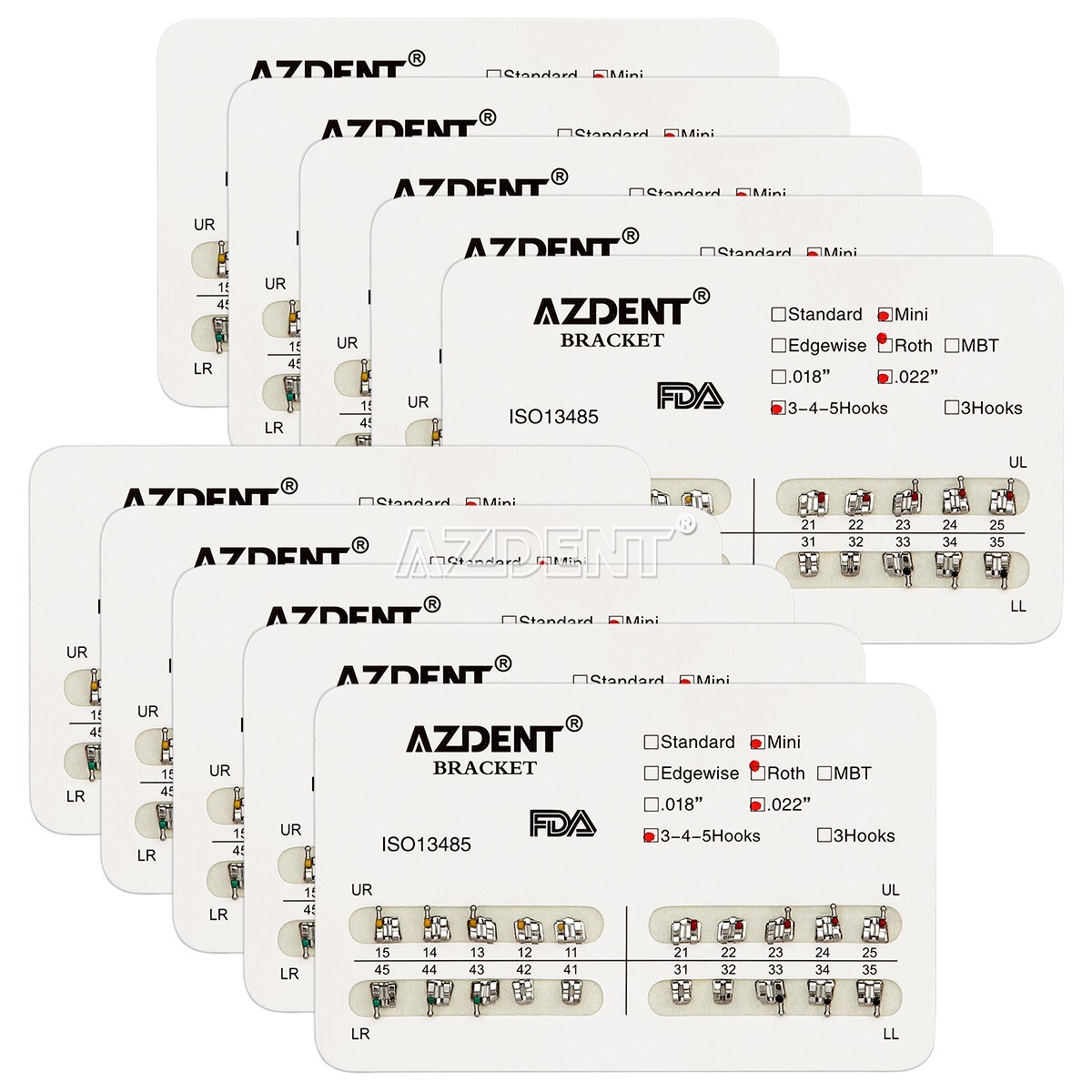 50Packs Dental Orthodontic Metal Brackets Braces Mini Roth 022 Hooks 345 AZDENT