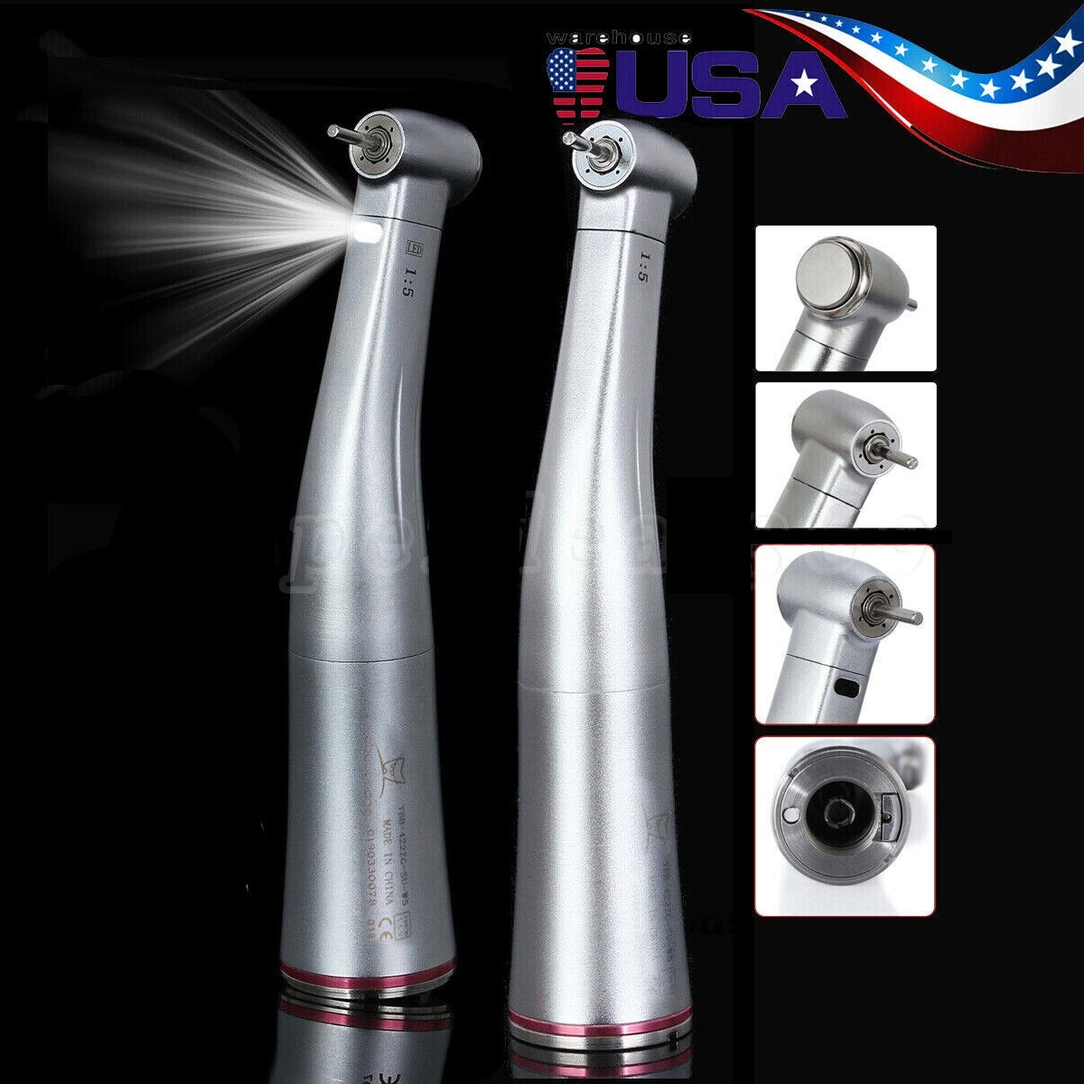 Dental 1:5 Fiber Optic Contra Angle Handpiece Red Ring fit for NSK Ti-MAX X95L