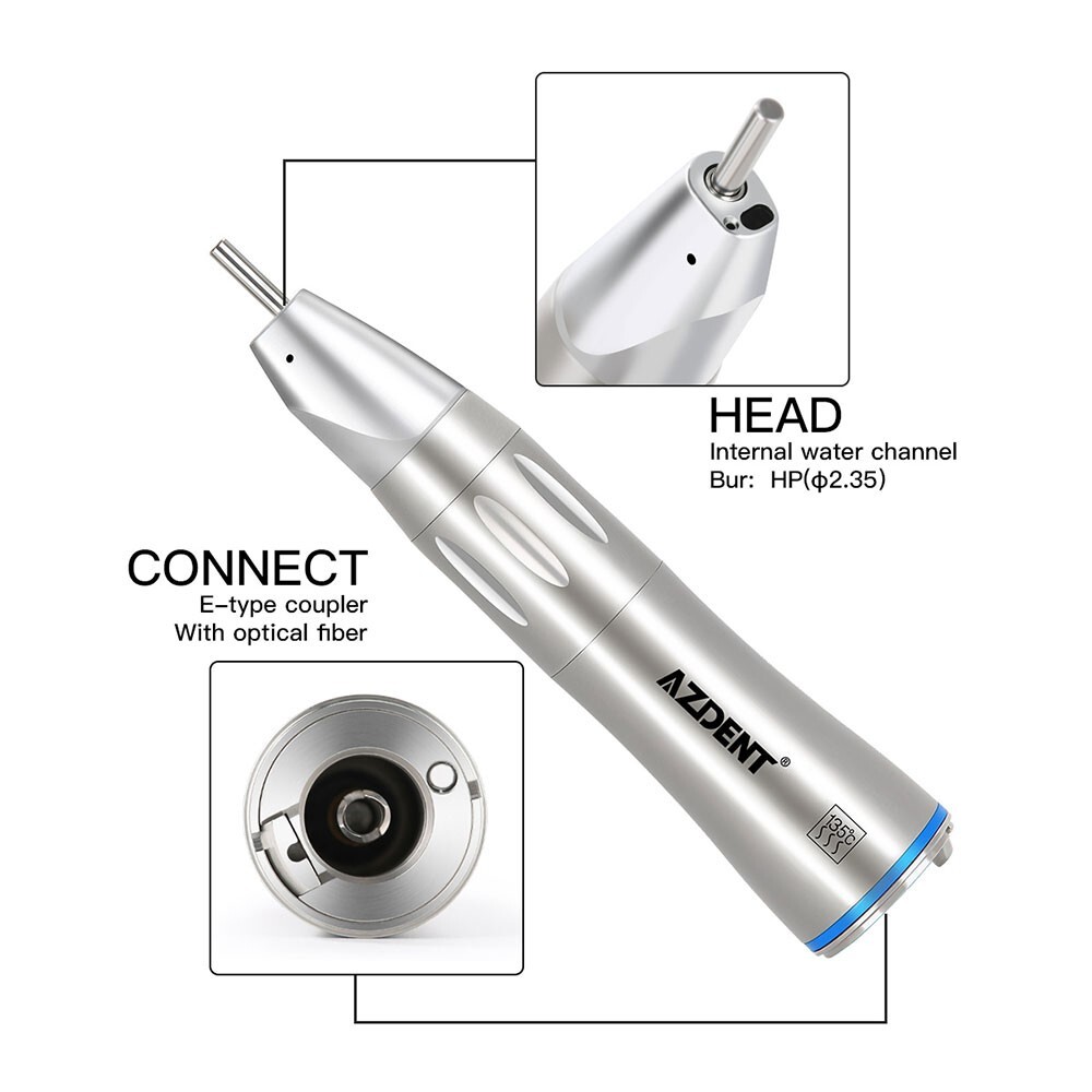 AZDENT Dental Surgical 1:1 Fiber Optic LED Straight Handpiece Inner Channel