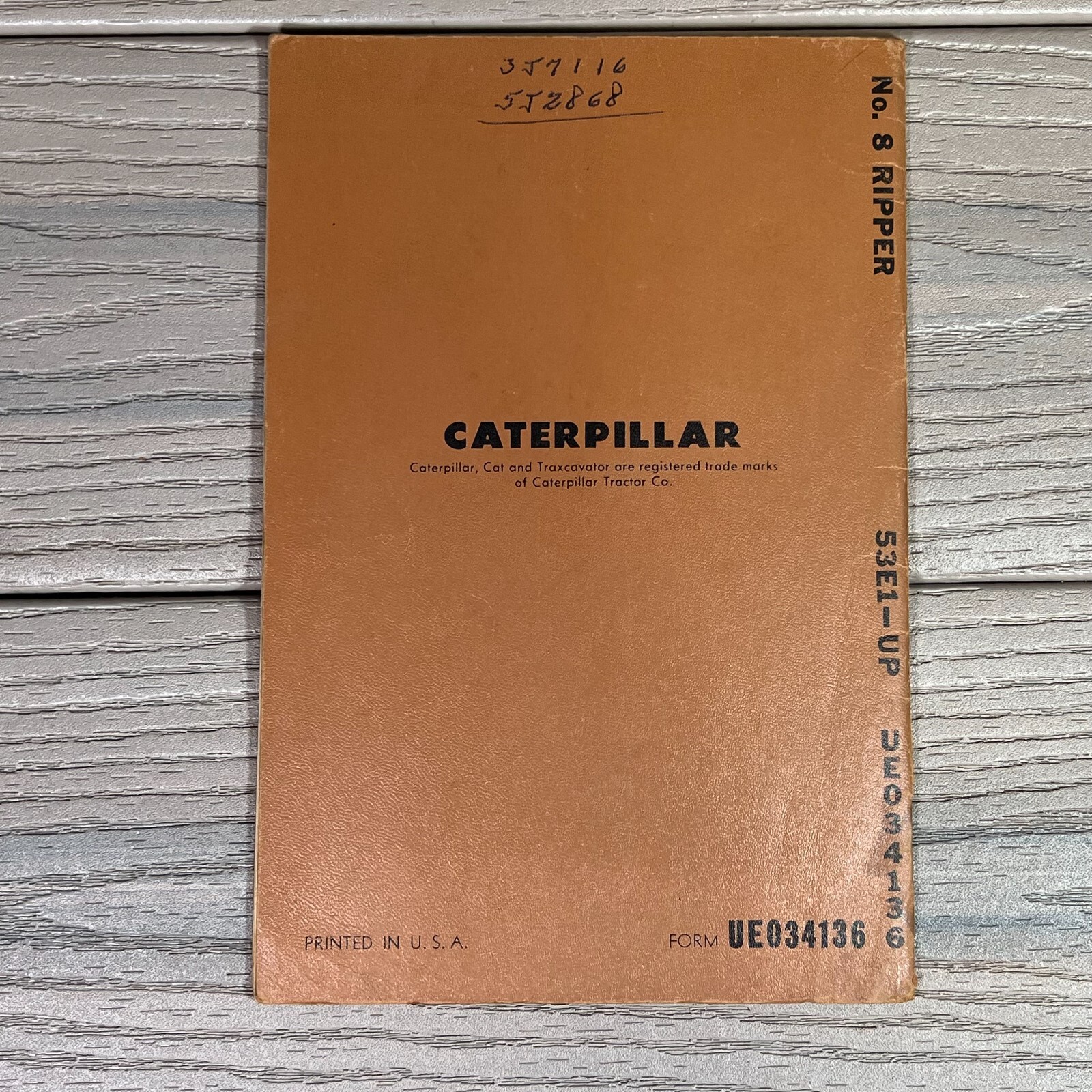 OEM CAT Caterpillar Parts Book No. 8 Ripper s/n 53E1 UP Form UE034136 Vtg 1967