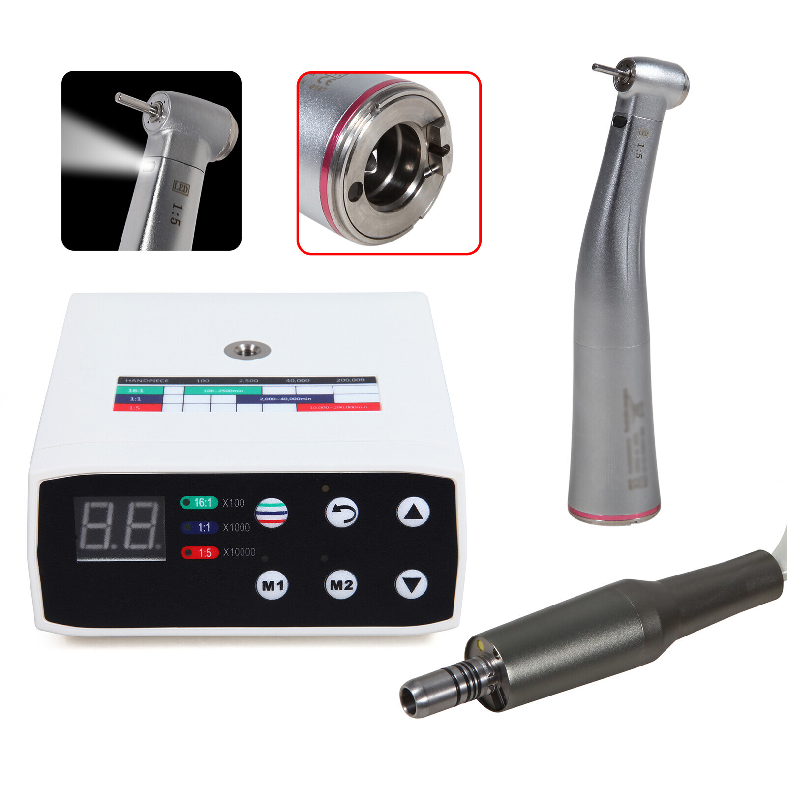 Dental Brushless LED Electric Micro Motor 1:5 Increasing Handpiece For NSK Style
