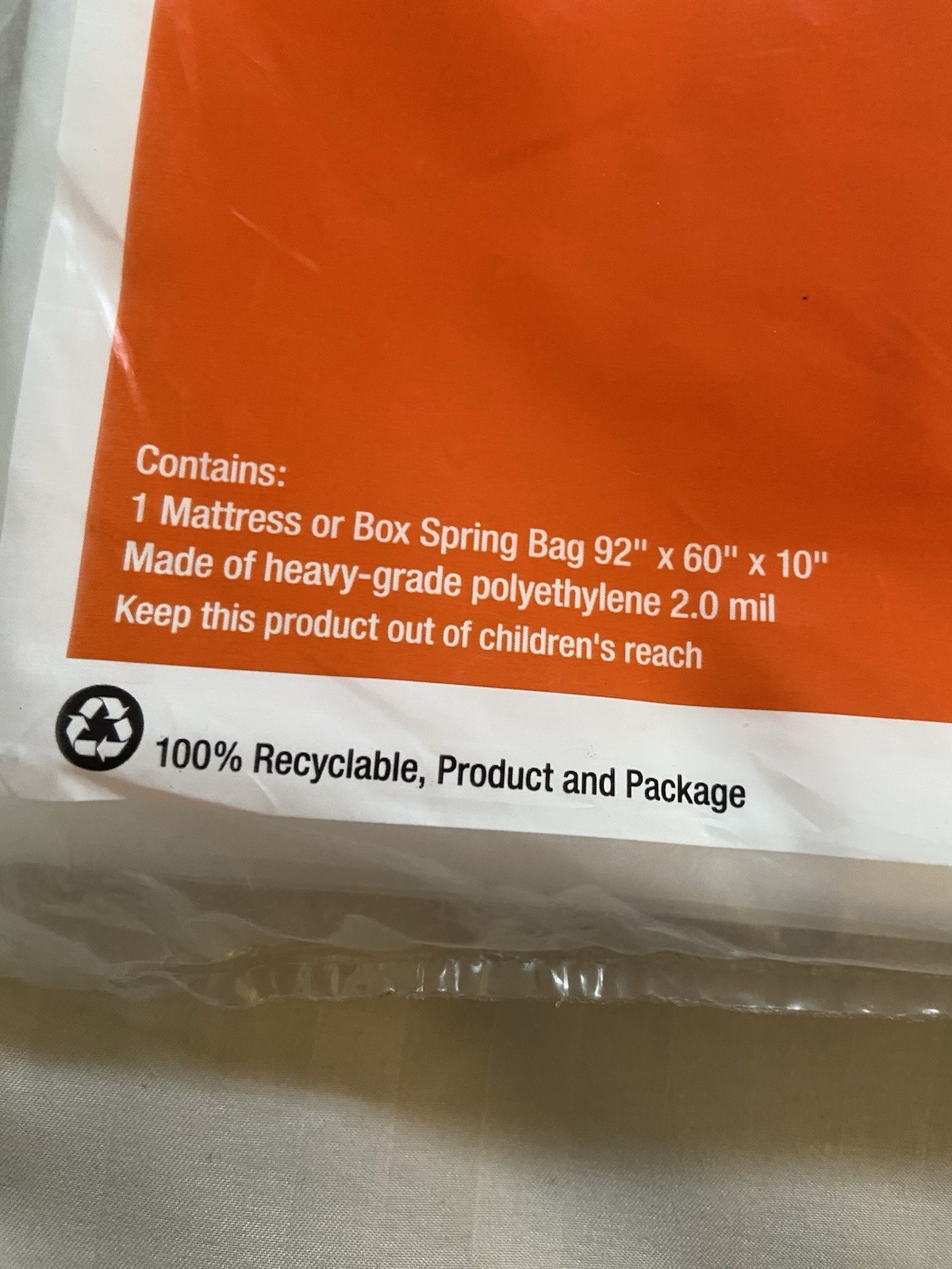 NIP Mattress Protector UHaul MBQ Moving Bag – Clear – Queen Size – NEW