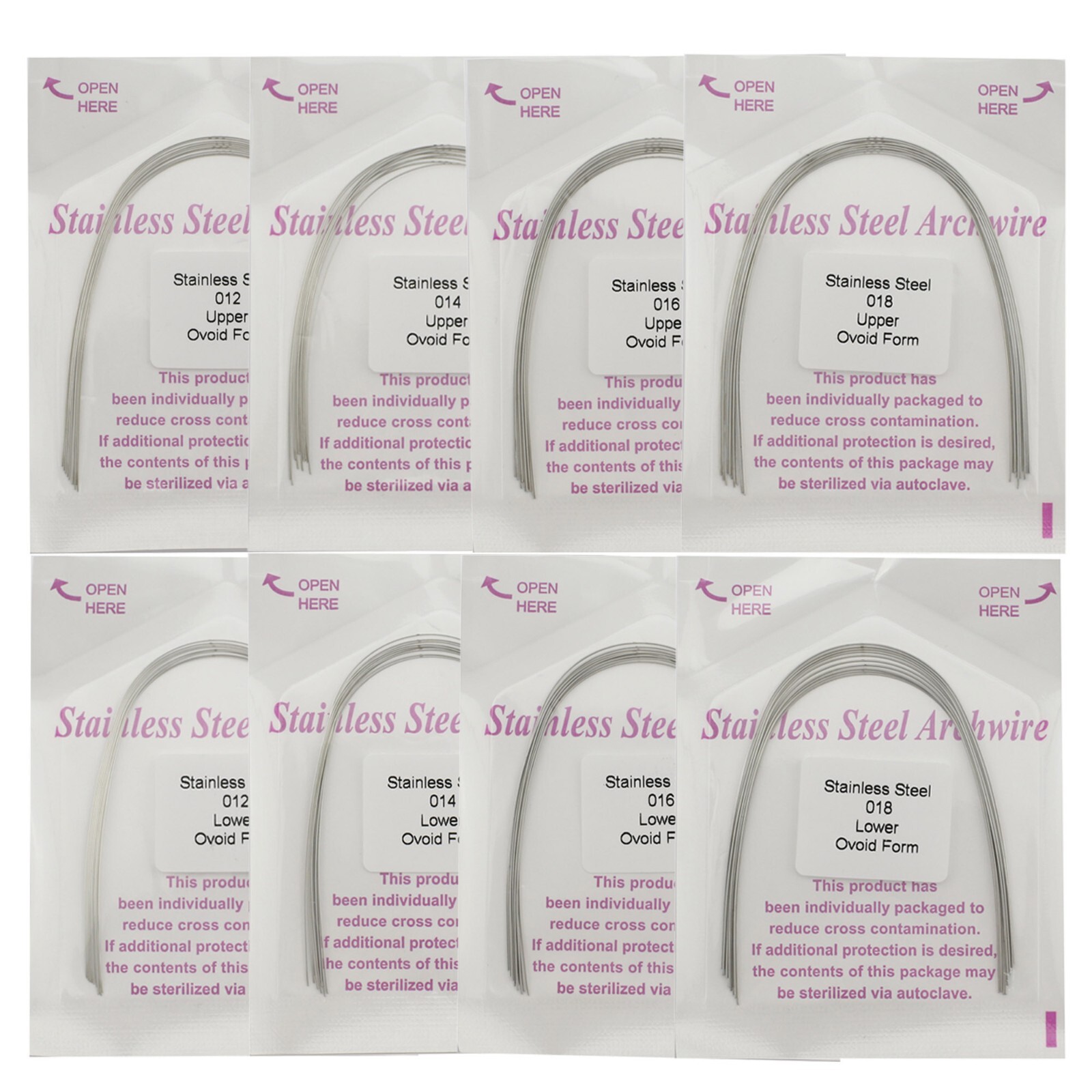 100pcs Dental Orthodontic Arch Wire Stainless Steel Ovoid Form Archwires Round
