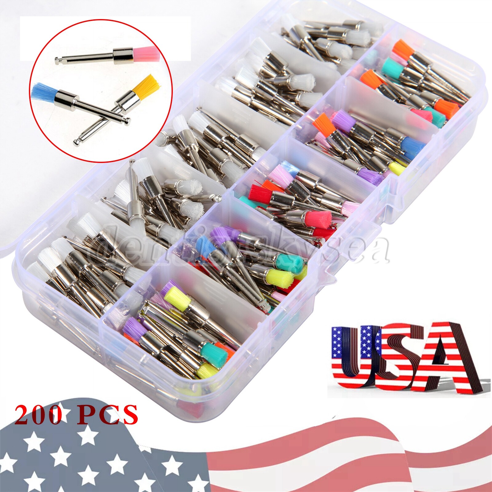 200-2000PCS Dental Nylon Polishing Flat Latch Polisher Prophy Brush Disposable Y