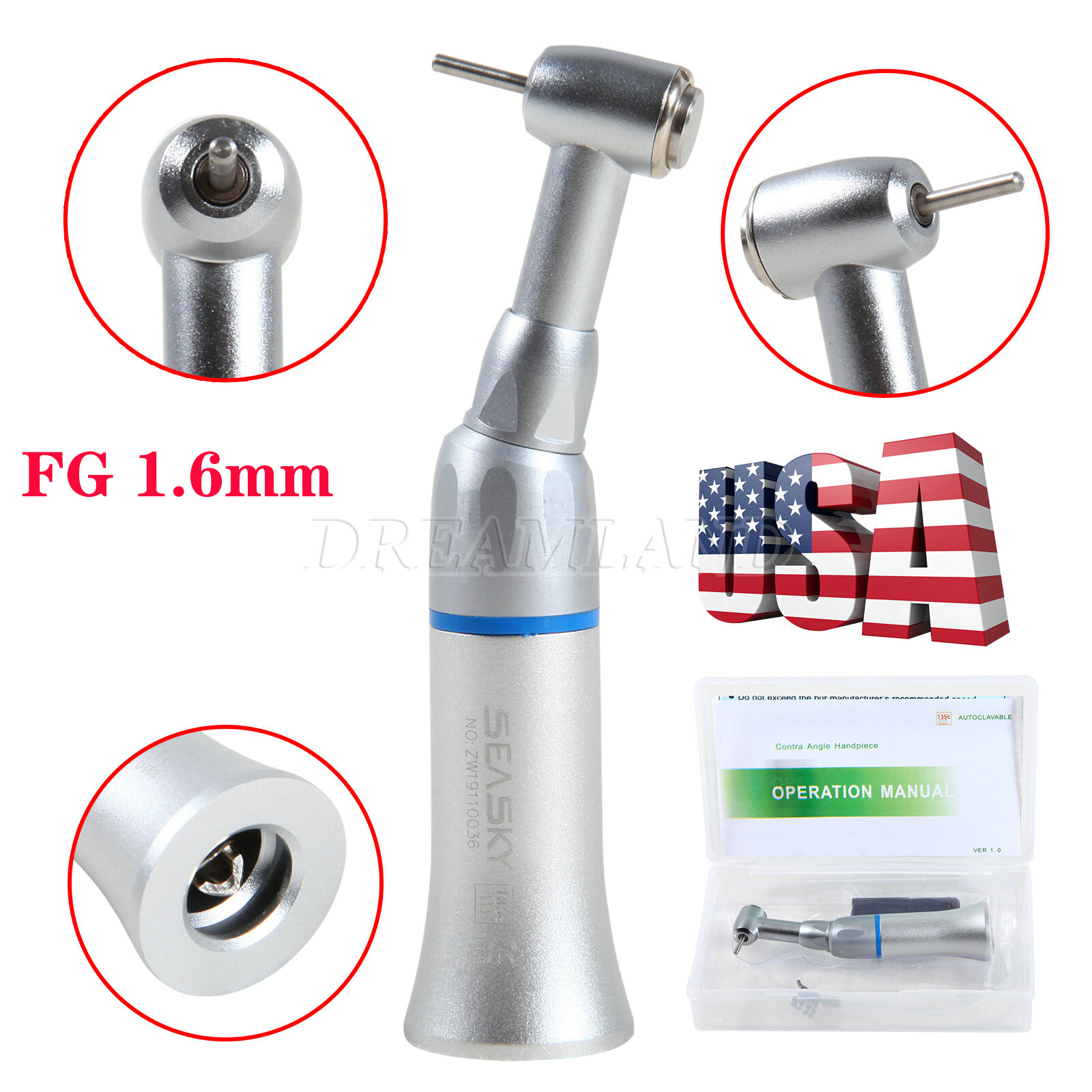 Dental Slow Low Speed Contra Angle Handpiece Fit FG 1.6mm Burs Fit NSK SALE