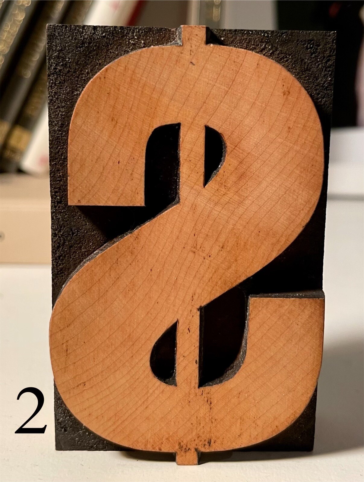 WOOD $ DOLLAR SIGN MONEY Vintage Letterpress LETTER PRINT TYPE Printing Patina