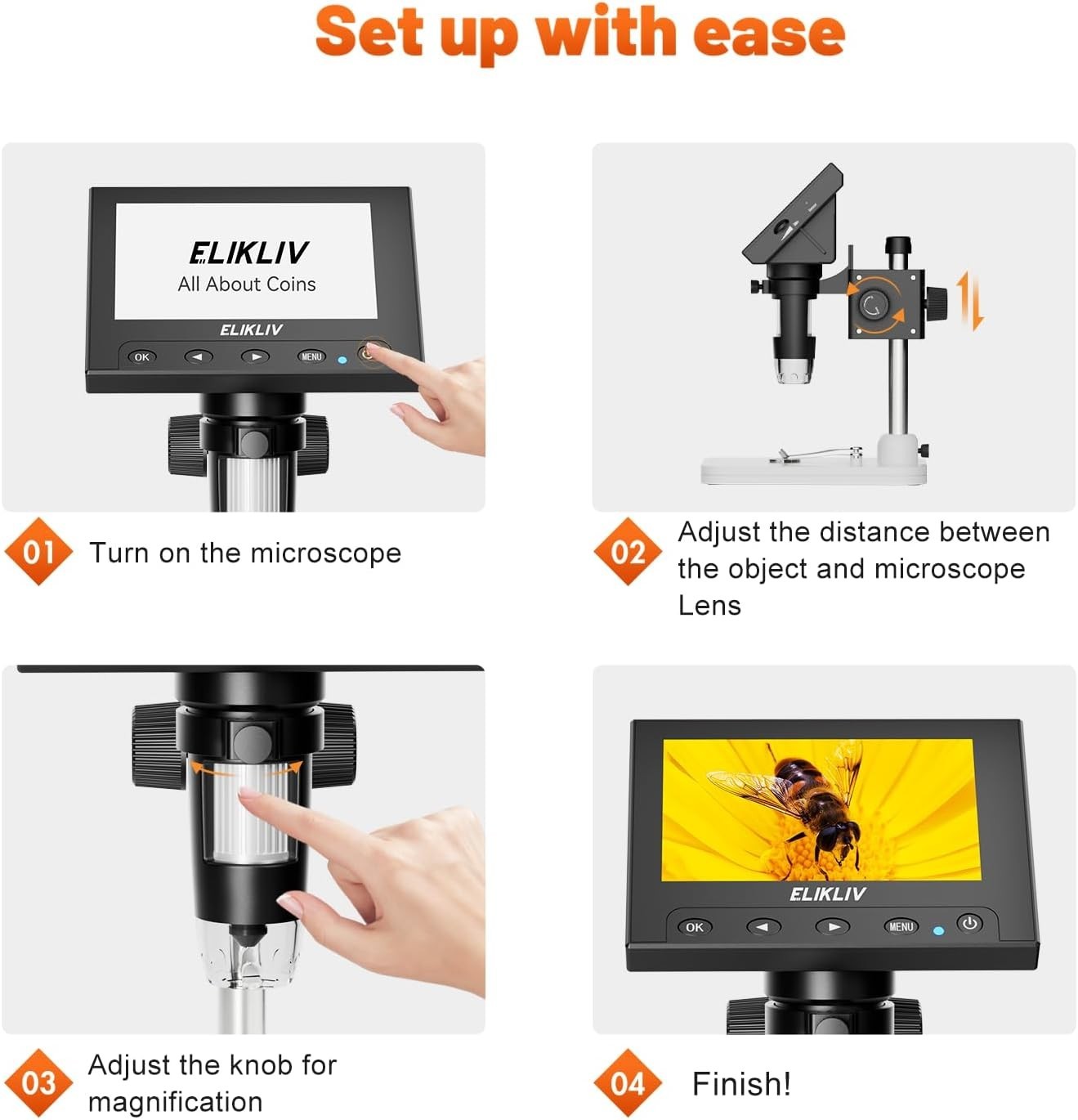 High-Definition Coin Microscope 1000x – LED Illumination & USB PC Compatibility