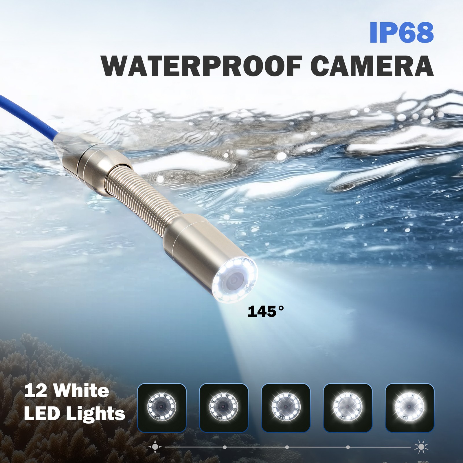9 In Self-Leveling Sewer Camera 50m/164ft Pipe Inspection Camera w 512Hz Locator
