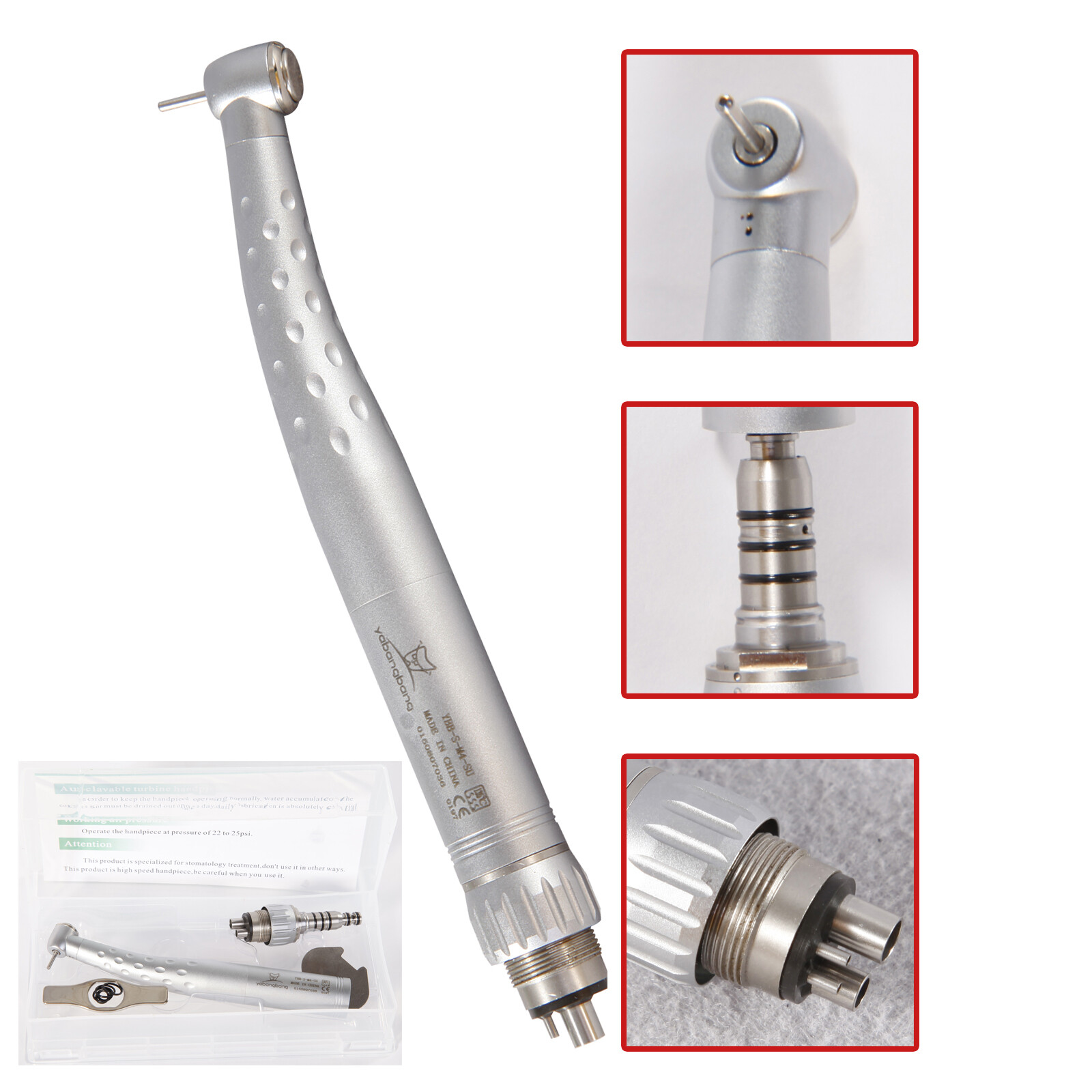 GB4 Dental High Speed Handpiece Turbine +4 Hole Swivel Quick Coupler