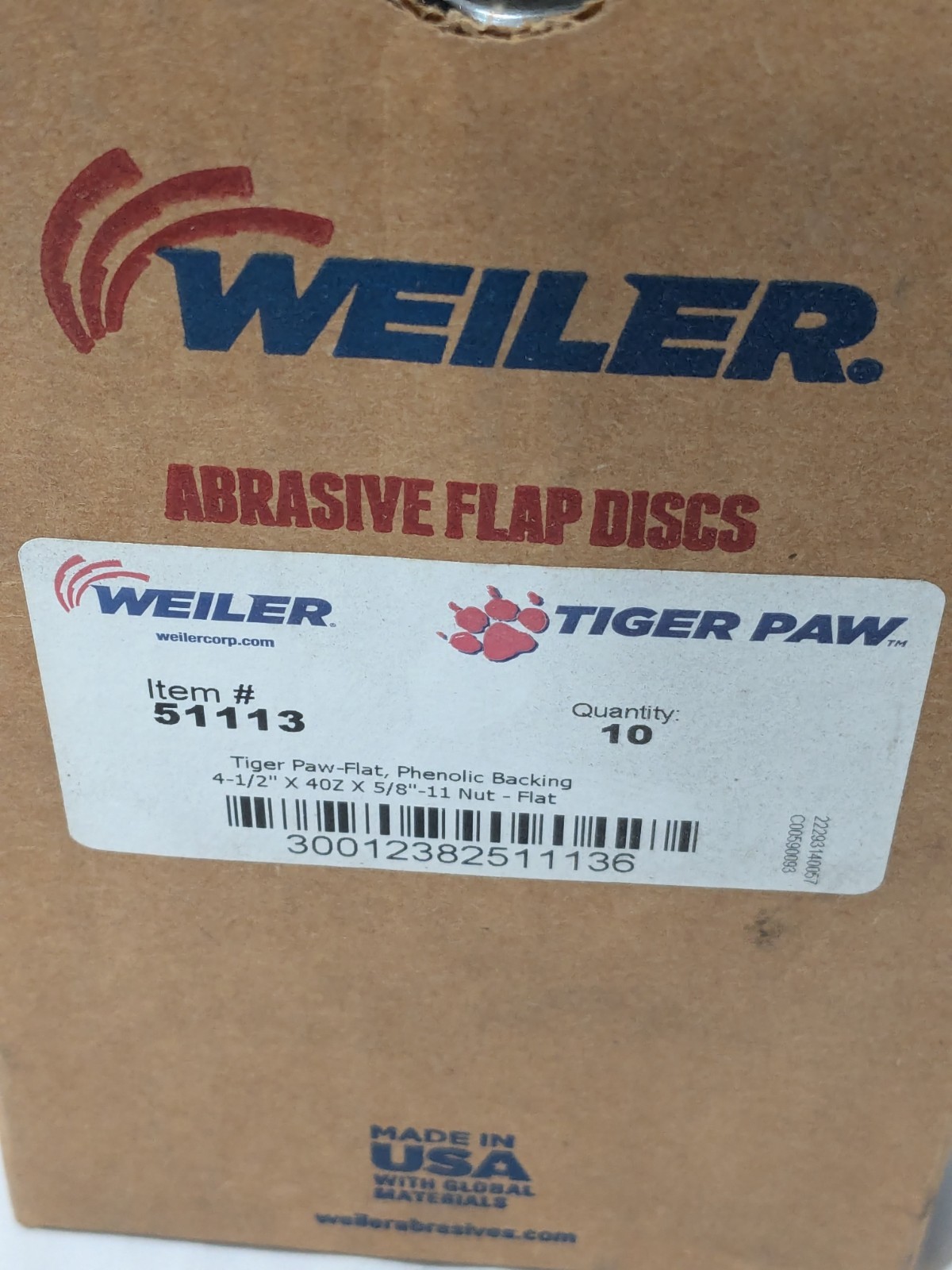Weiler Flap Disc: 4-1/2″ Dia, Zirconia Alumina, Type 27 Qty 10 51113