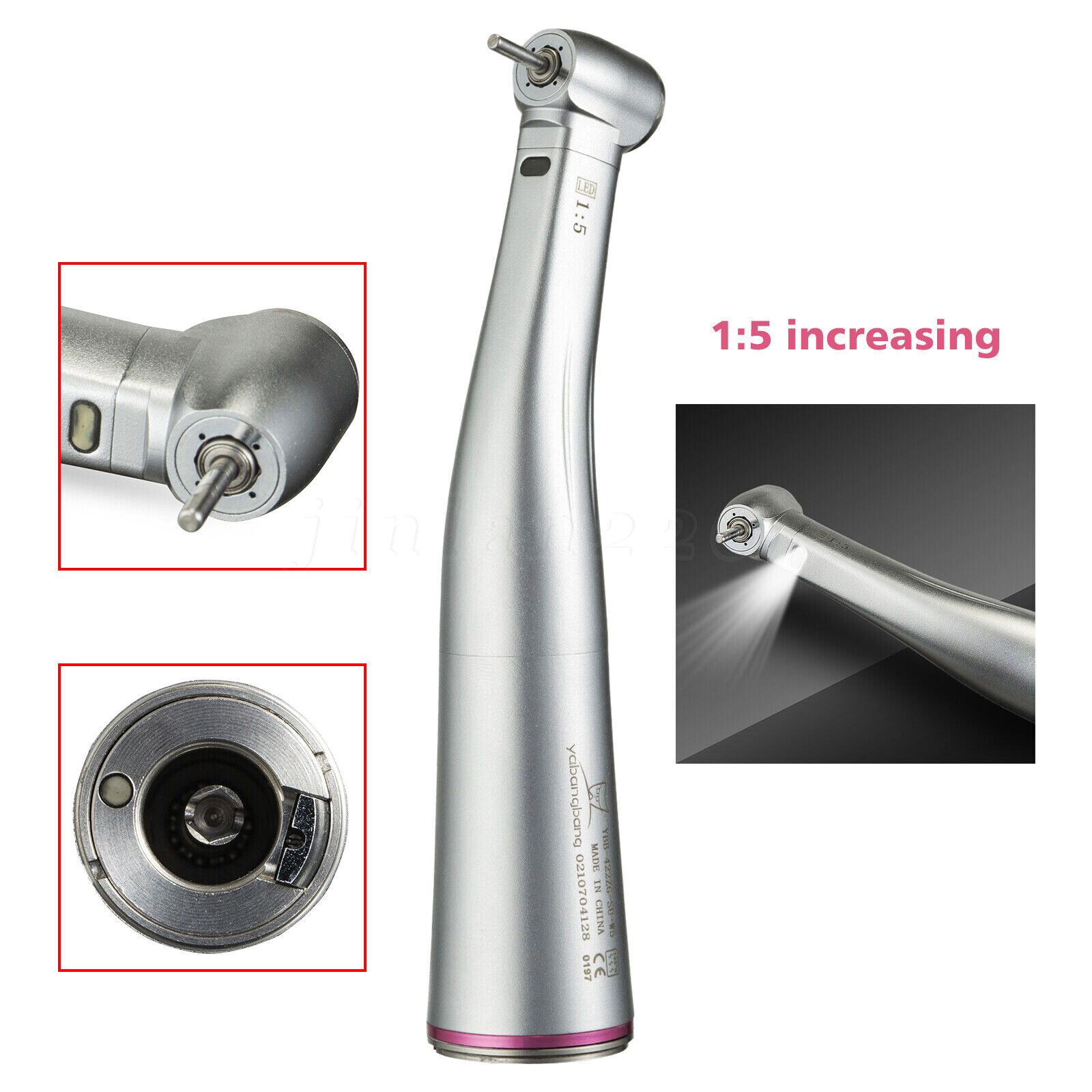 NSK Ti-MAX X95L Estilo Dental 1:5 LED Contra Angulo Fibra Optica Anillo Rojo