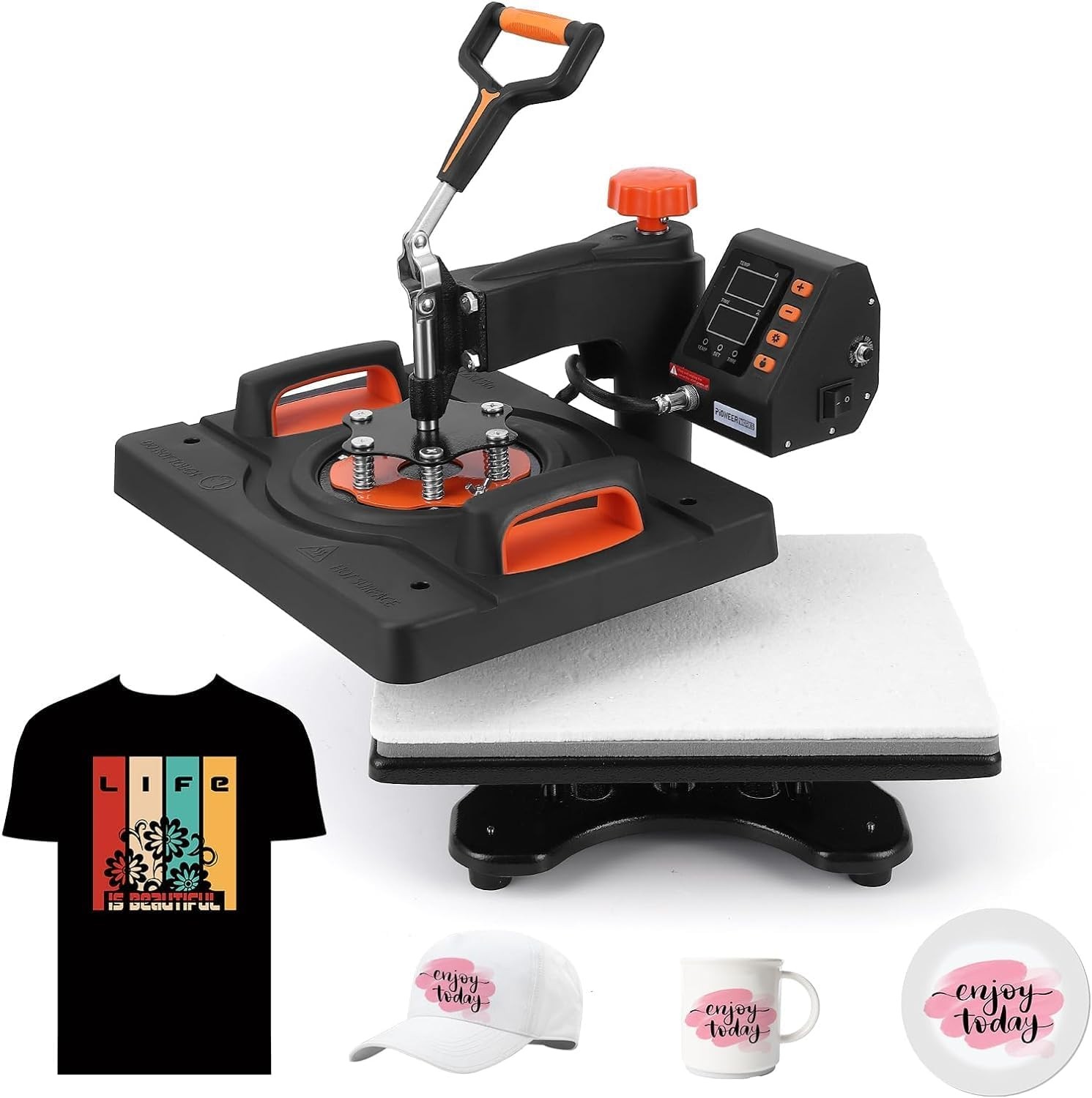 6 in 1 Heat Press Machine Sublimation Printing 12″x15″ For T-Shirt Mug Hat Plate