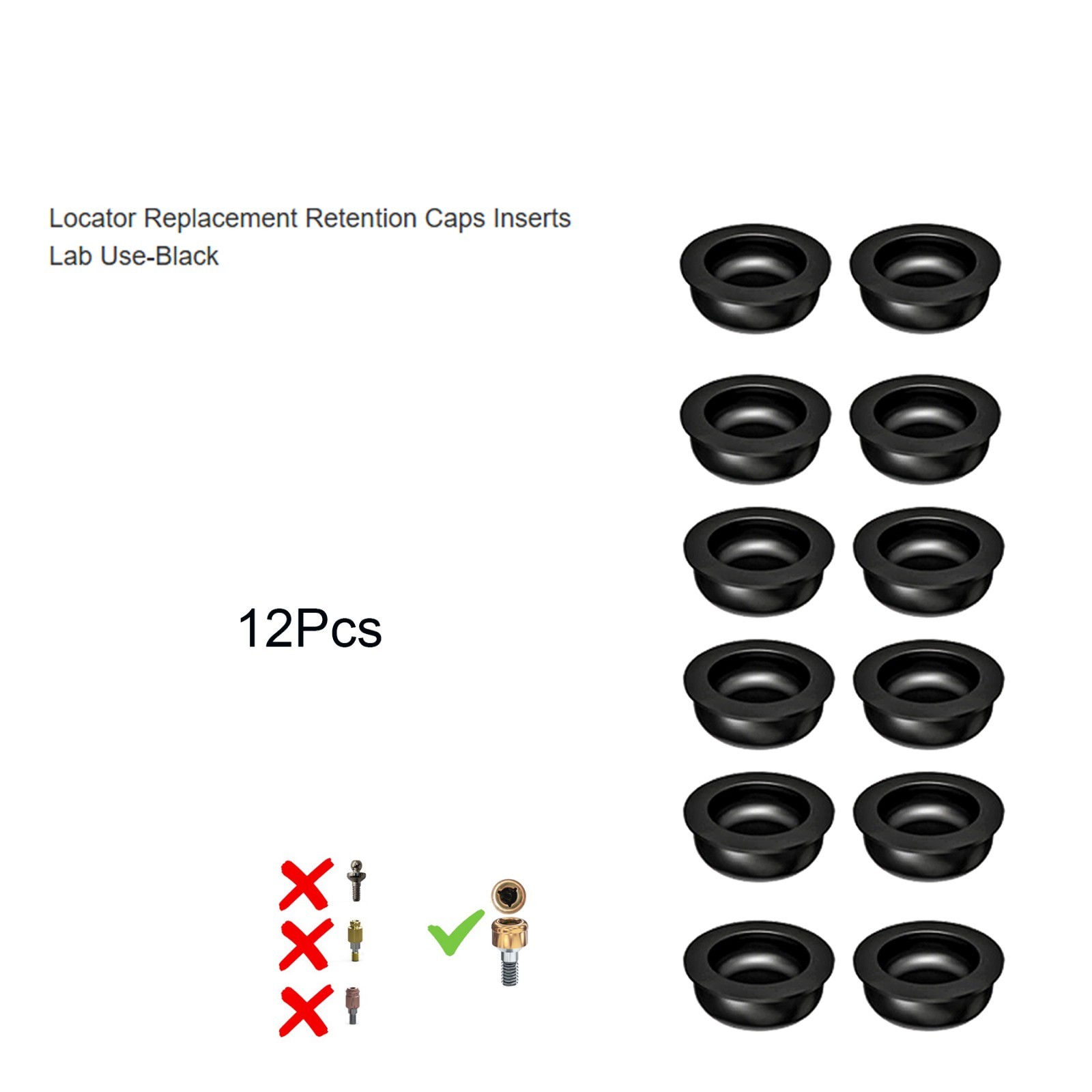 12Pcs US Dental Replacement Metal Housing & Black Lab Cap Assembly Zest Locator