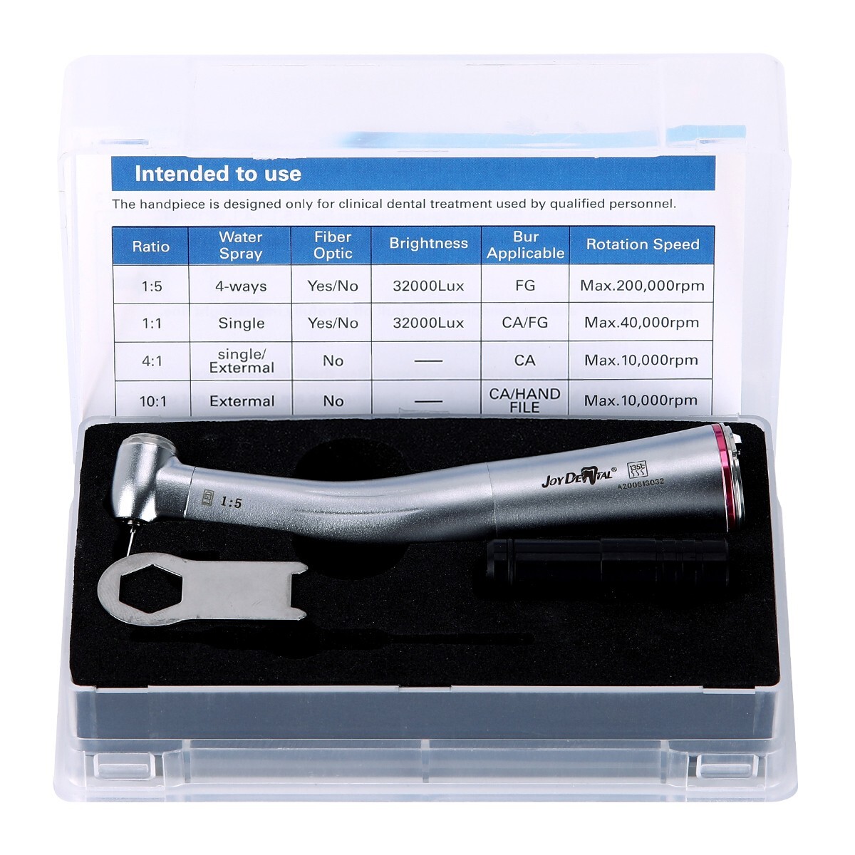 Dental LED Handpiece 1:5 Fiber Optic Contra Angle Ceramic Push Button E-type