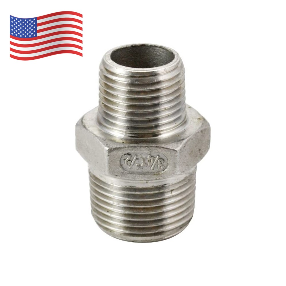 3/4″ to 1/2″ Male NPT Hex Nipple Pipe Fitting Reducer Adapter Stainless Steel