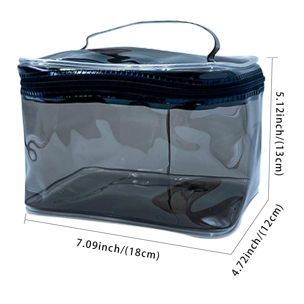 TotePrint 2PCS Clear Handle Zipper Cosmetic Bag and 2 Pcs Transparent