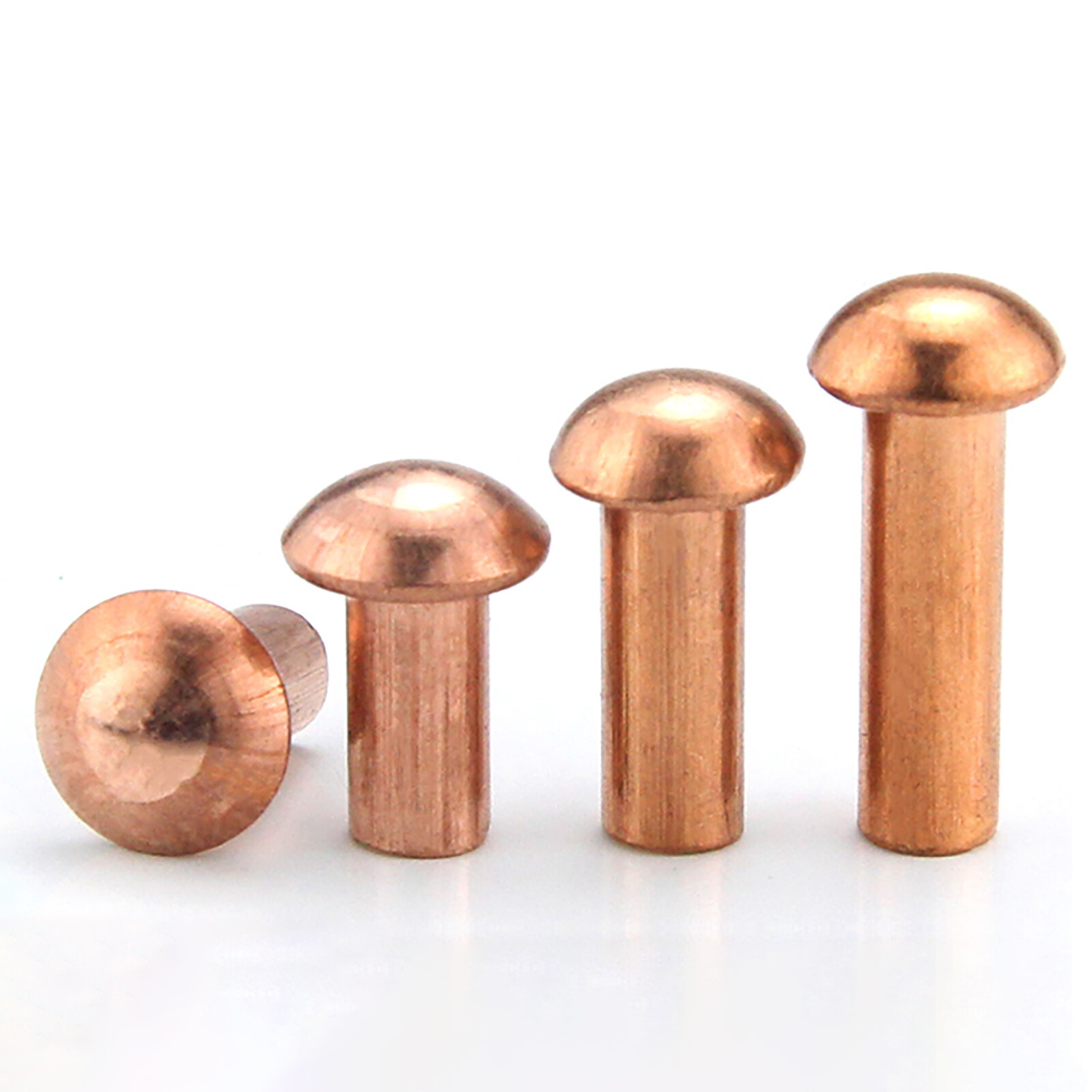 Solid Copper Dome Head / Round Head Rivets DIN 660 – 1/16″ 1/8″ 3/16″ 1/4″ 1/3″