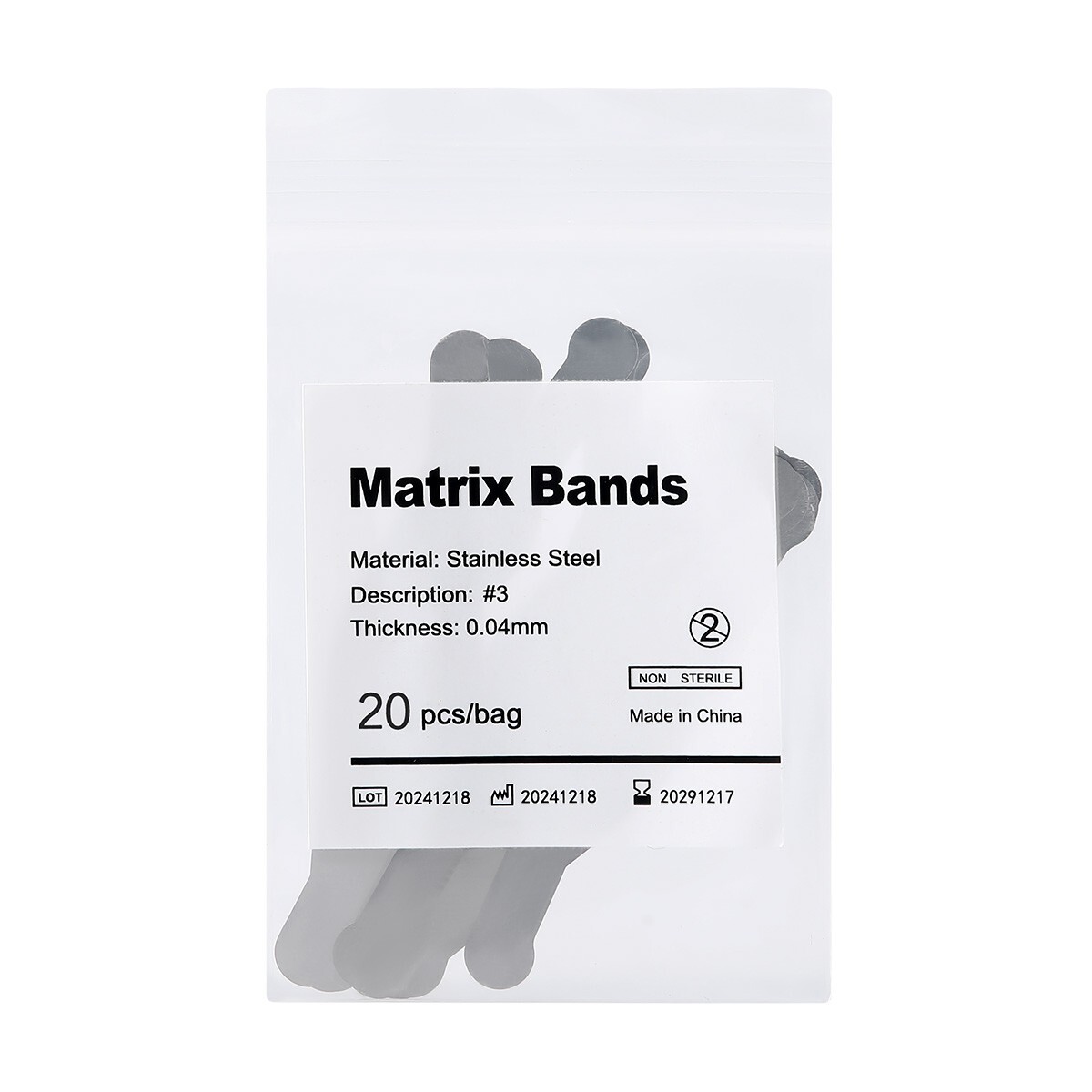 AZDENT Dental Matrix Bands Inch 0.04mm Regular Tofflemire Type 20pcs/bag
