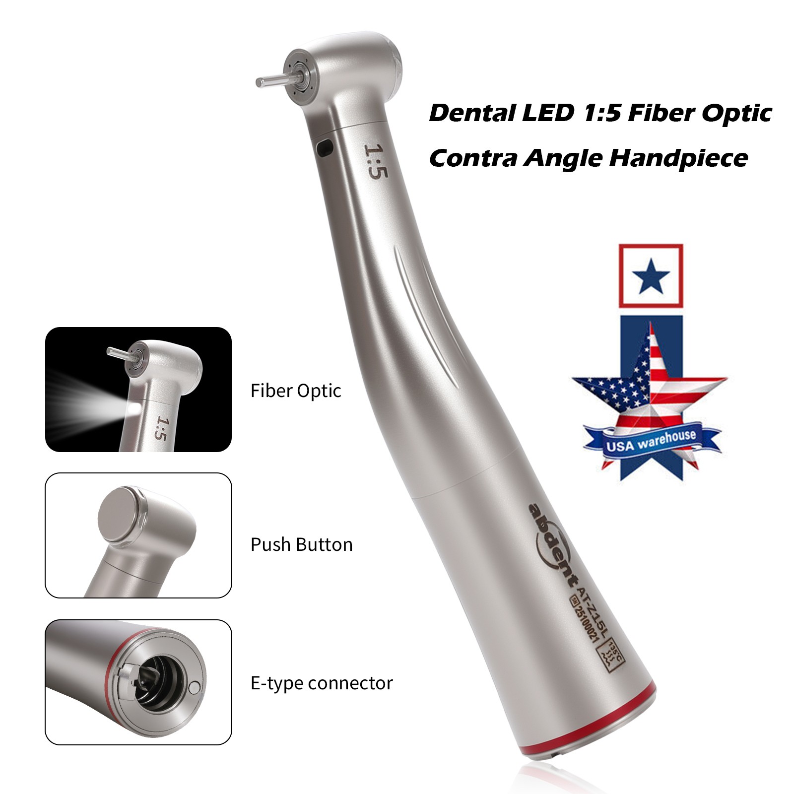 Dental 1:1/1:5 /20:1 LED Fiber Optic Contra Angle Handpiece fit E-Type Motor