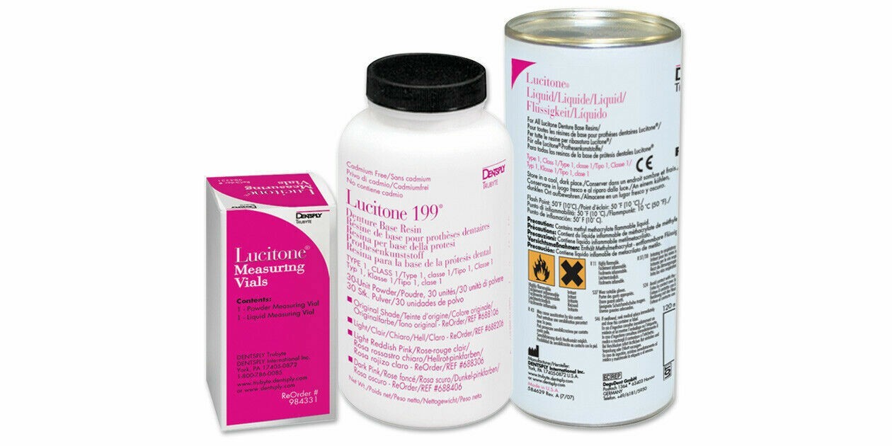ORIGINAL DENTSPLY LUCITONE 199 HEAT CURE Denture Base Material SHADES AVAILBLE
