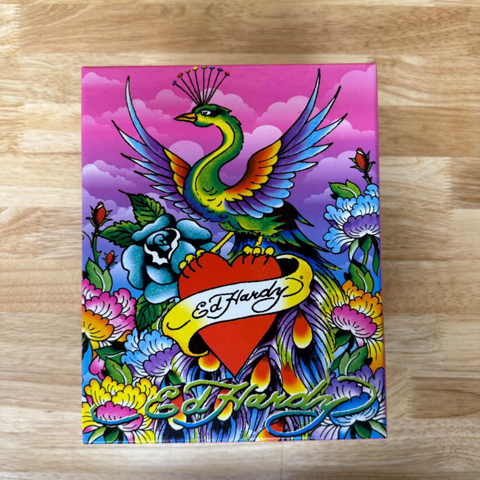 Ed Hardy Lisa Frank Love Kills Slowly Peacock Heart Design Hanging File Box 2009