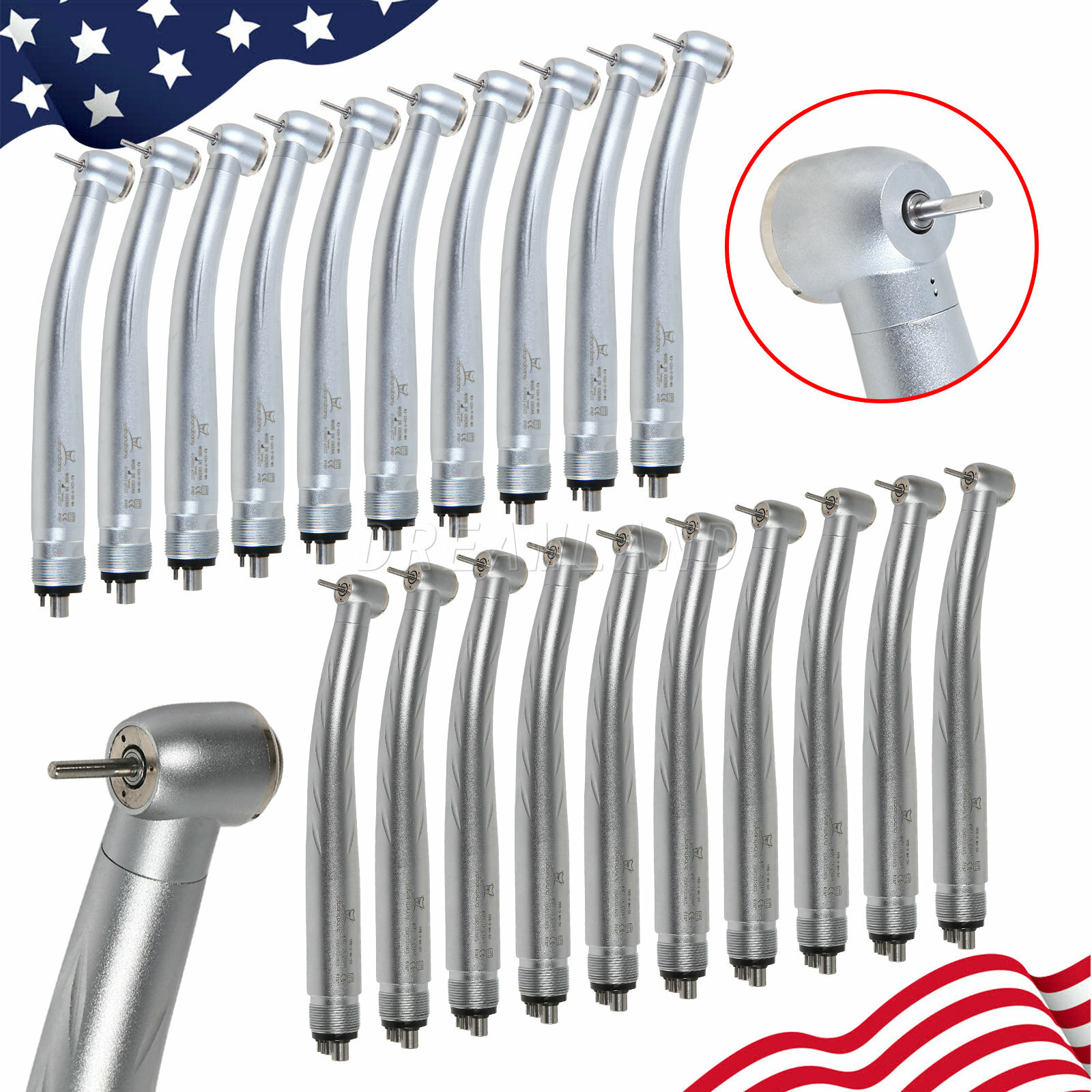 NSK Style Dental High Speed Turbine Handpiece Single/Triple Water Spray 4 Holes
