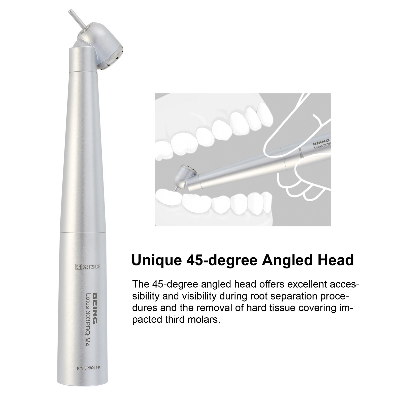 BEING Dental Surgical Handpiece High Speed 45 Degree 4 Hole KaVo NSK Coupler