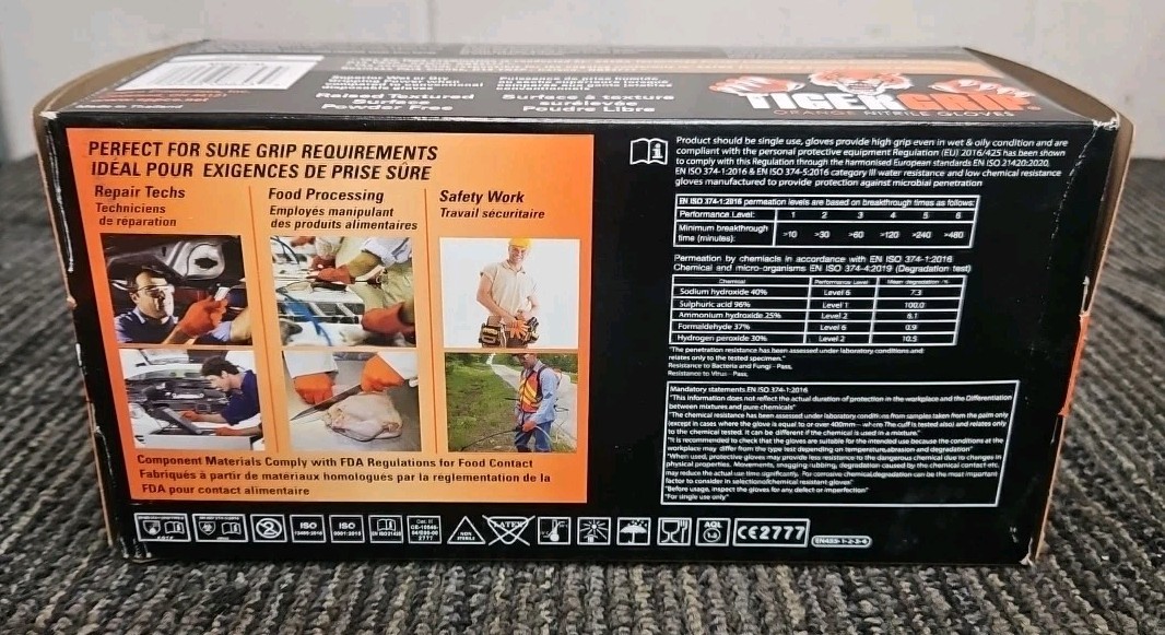 Eppco Tiger Grip #8843 – 100 Count Orange Hi-Vis Nitrile Gloves – Medium